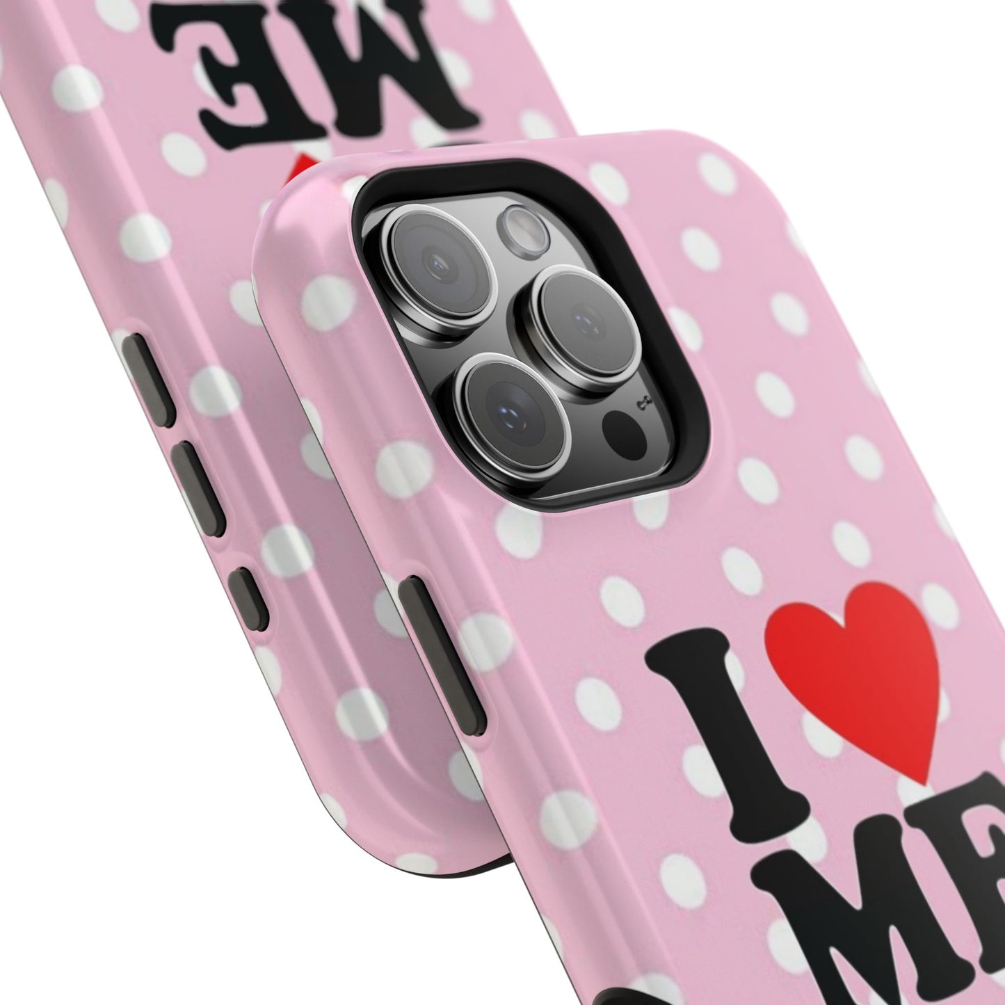 Pink Polka Dot "I  love ME" Magnetic Impact Phone Case — Self-Love Protective Cover