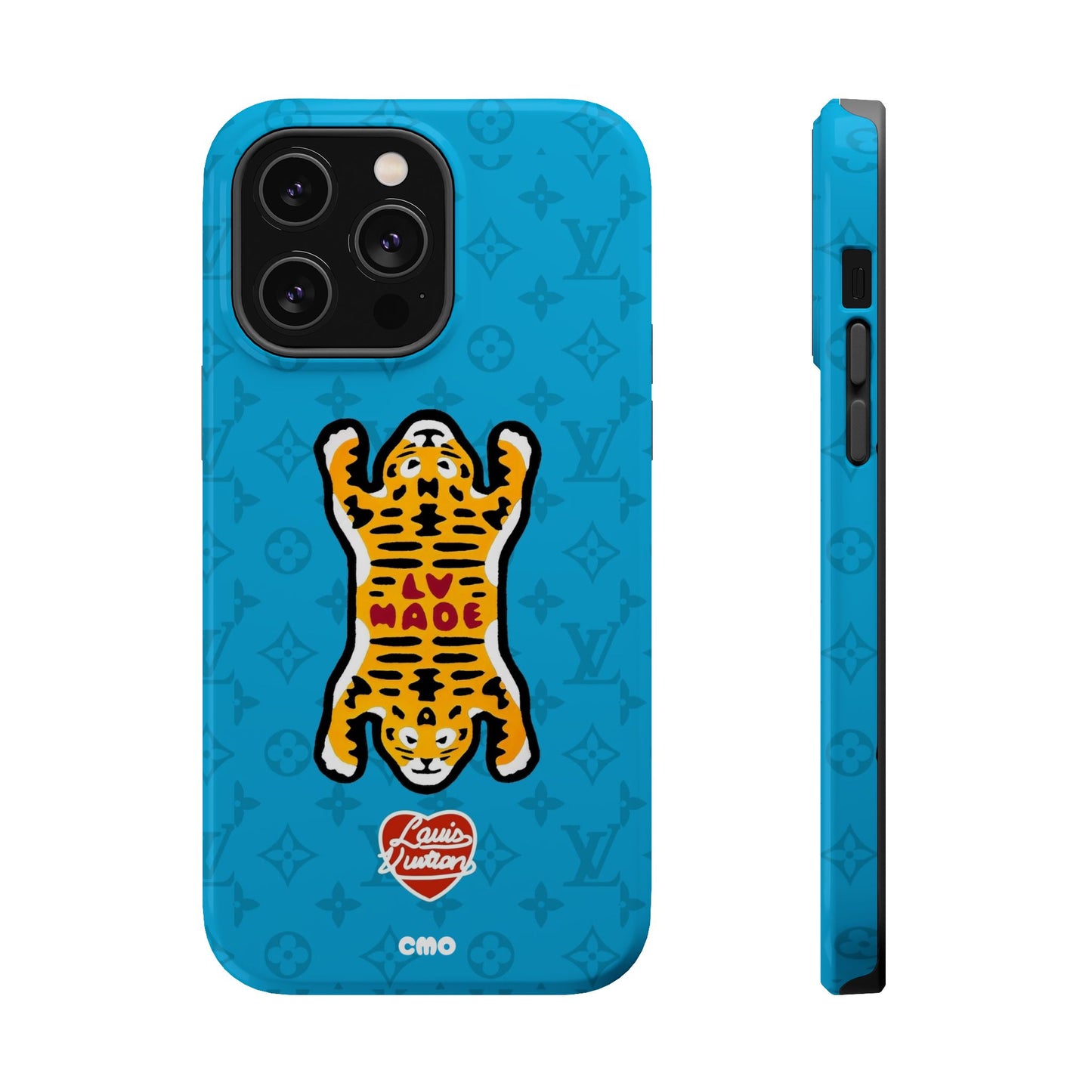 Magnetic Impact-Resistant Phone Case — Blue Tiger Rug Design