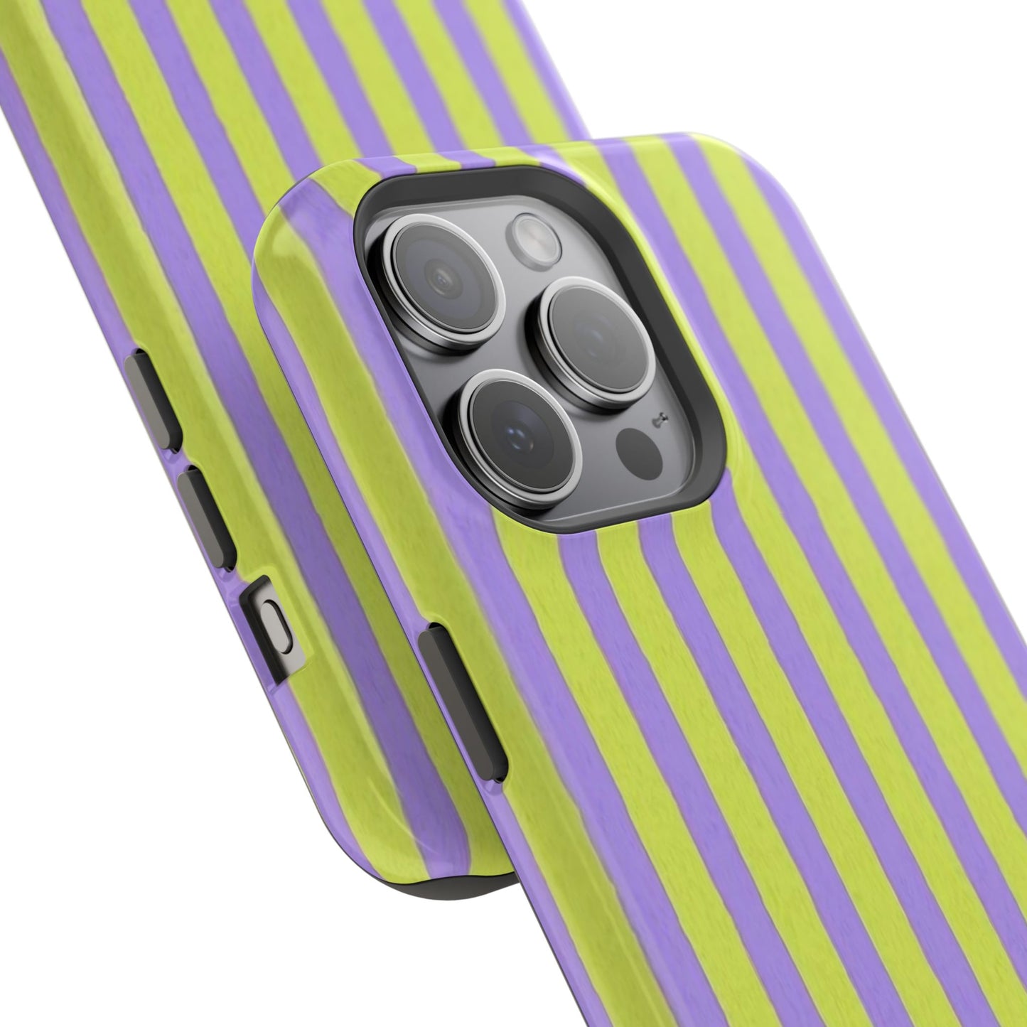 Phone Case — Bold Purple & Lime Stripe Magnetic Impact-Resistant Case