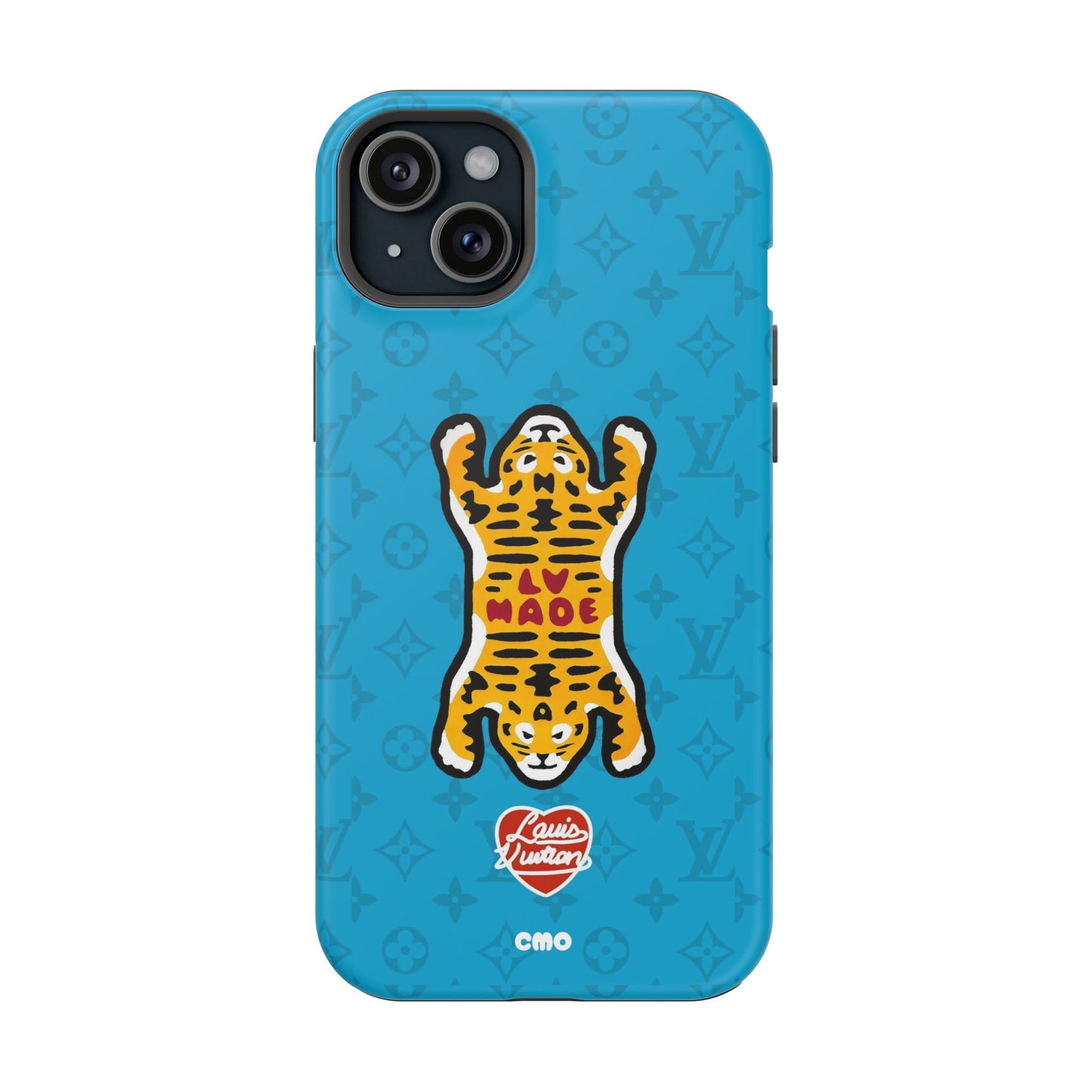 Magnetic Impact-Resistant Phone Case — Blue Tiger Rug Design