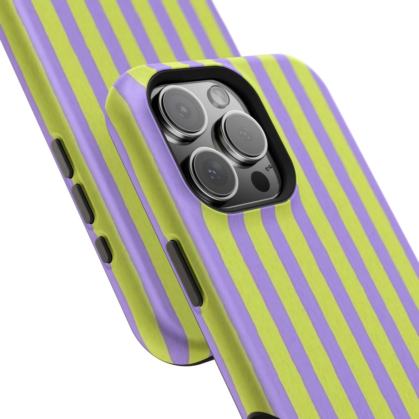 Phone Case — Bold Purple & Lime Stripe Magnetic Impact-Resistant Case