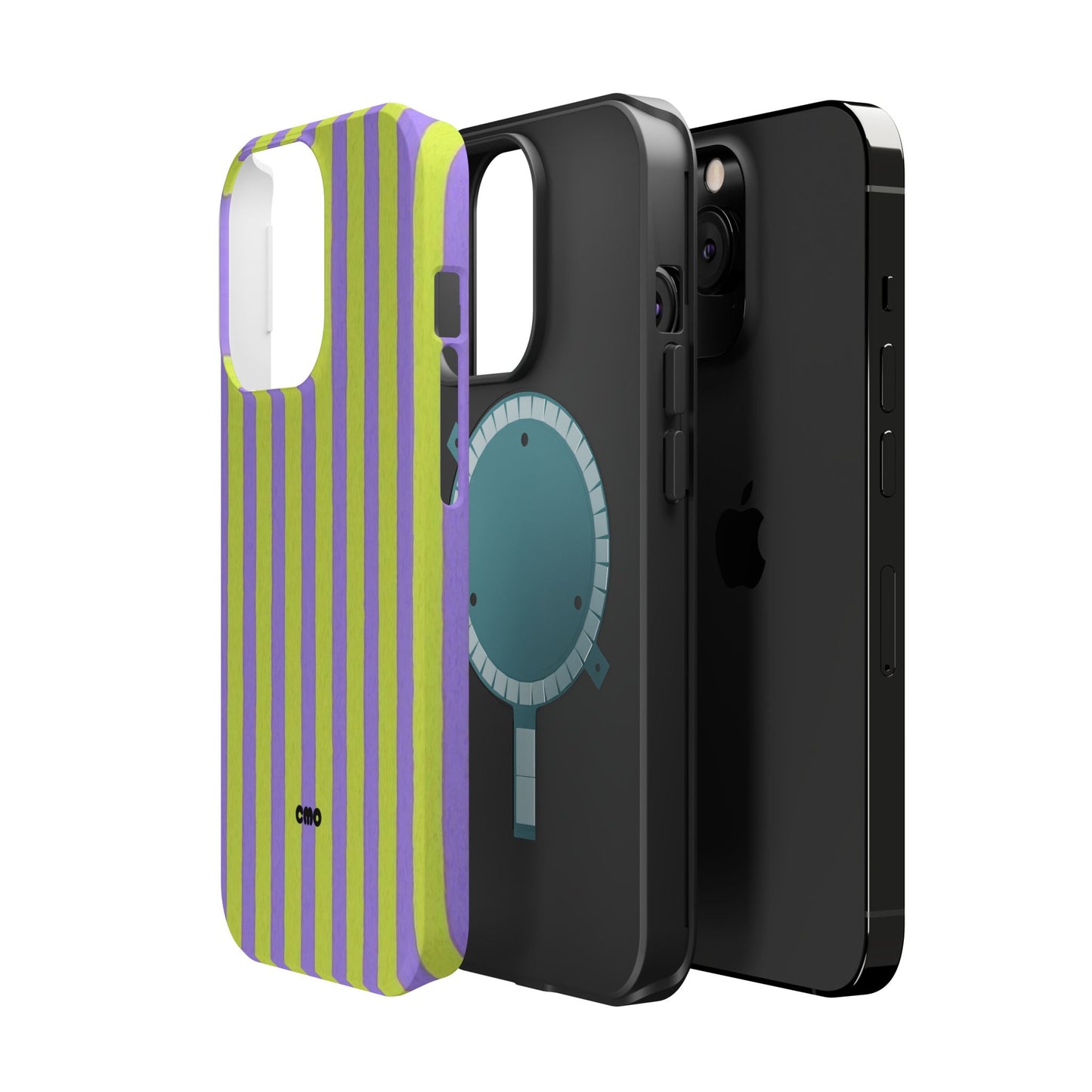 Phone Case — Bold Purple & Lime Stripe Magnetic Impact-Resistant Case