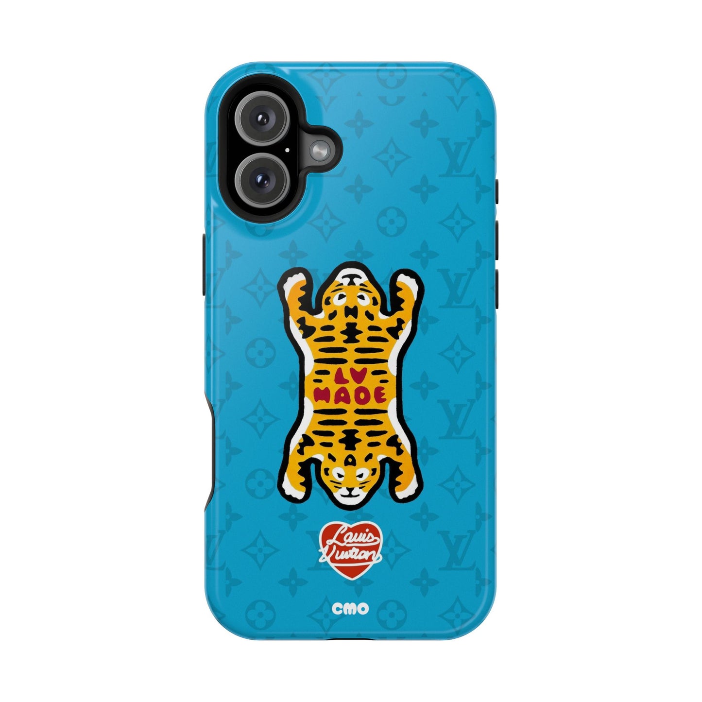 Magnetic Impact-Resistant Phone Case — Blue Tiger Rug Design