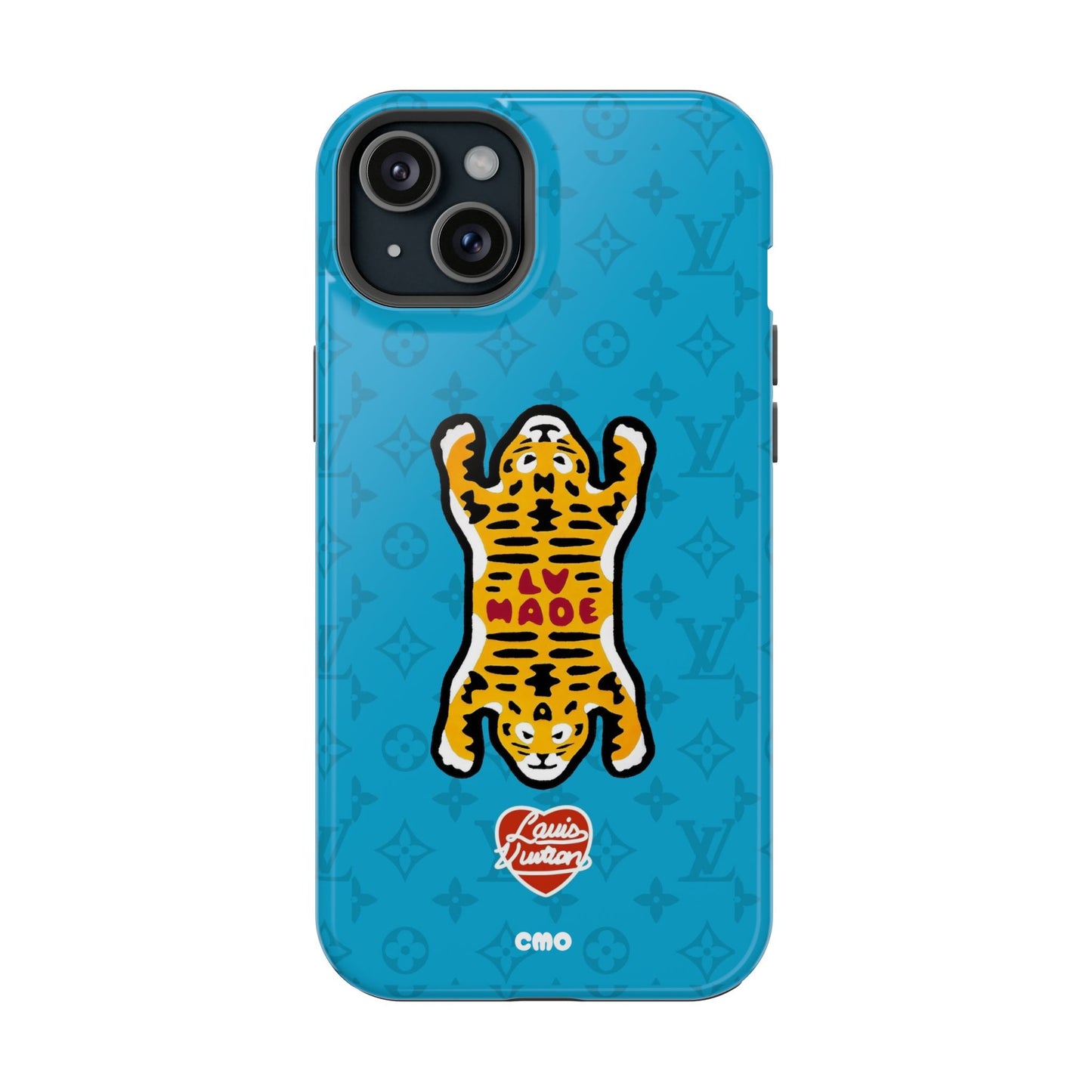Magnetic Impact-Resistant Phone Case — Blue Tiger Rug Design