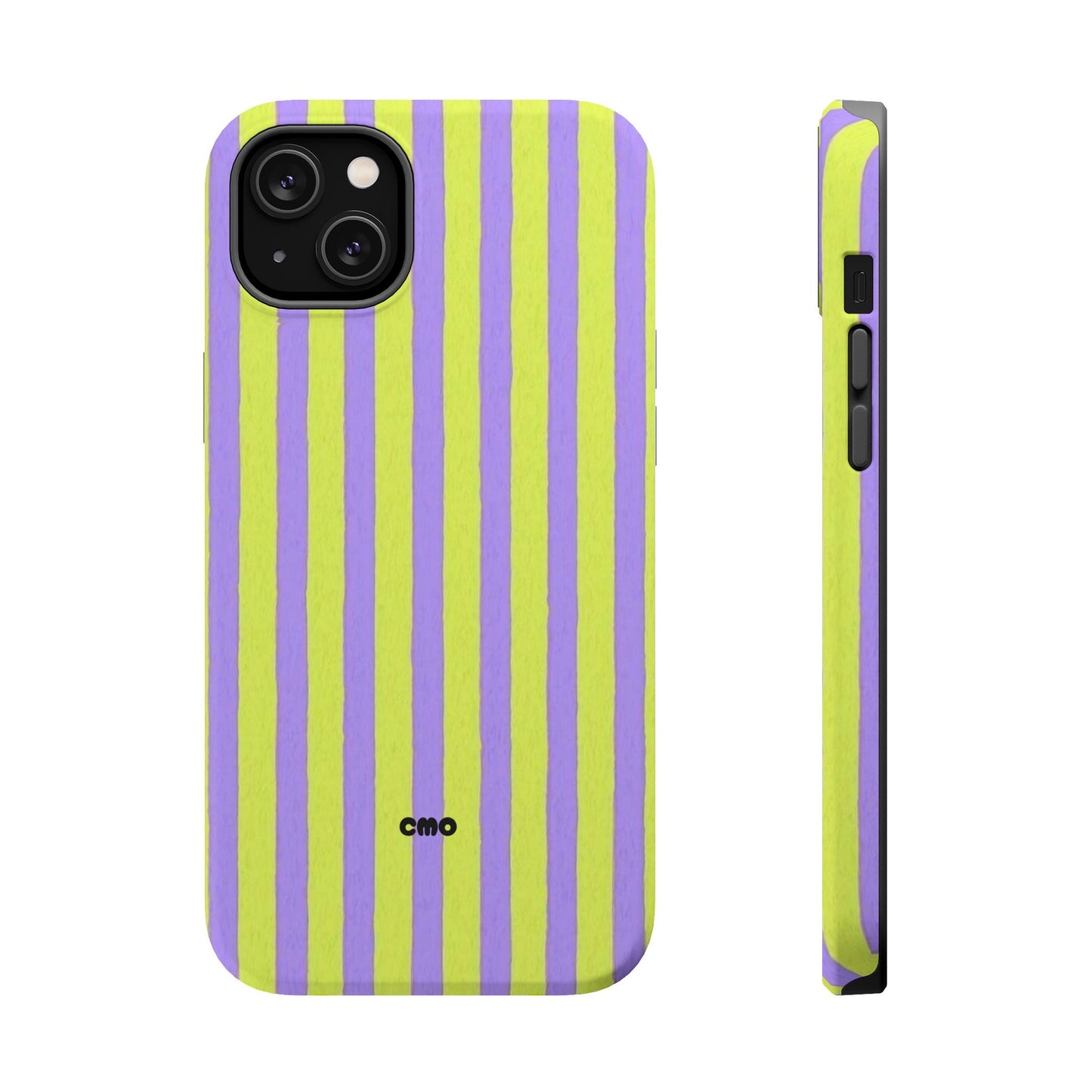 Phone Case — Bold Purple & Lime Stripe Magnetic Impact-Resistant Case