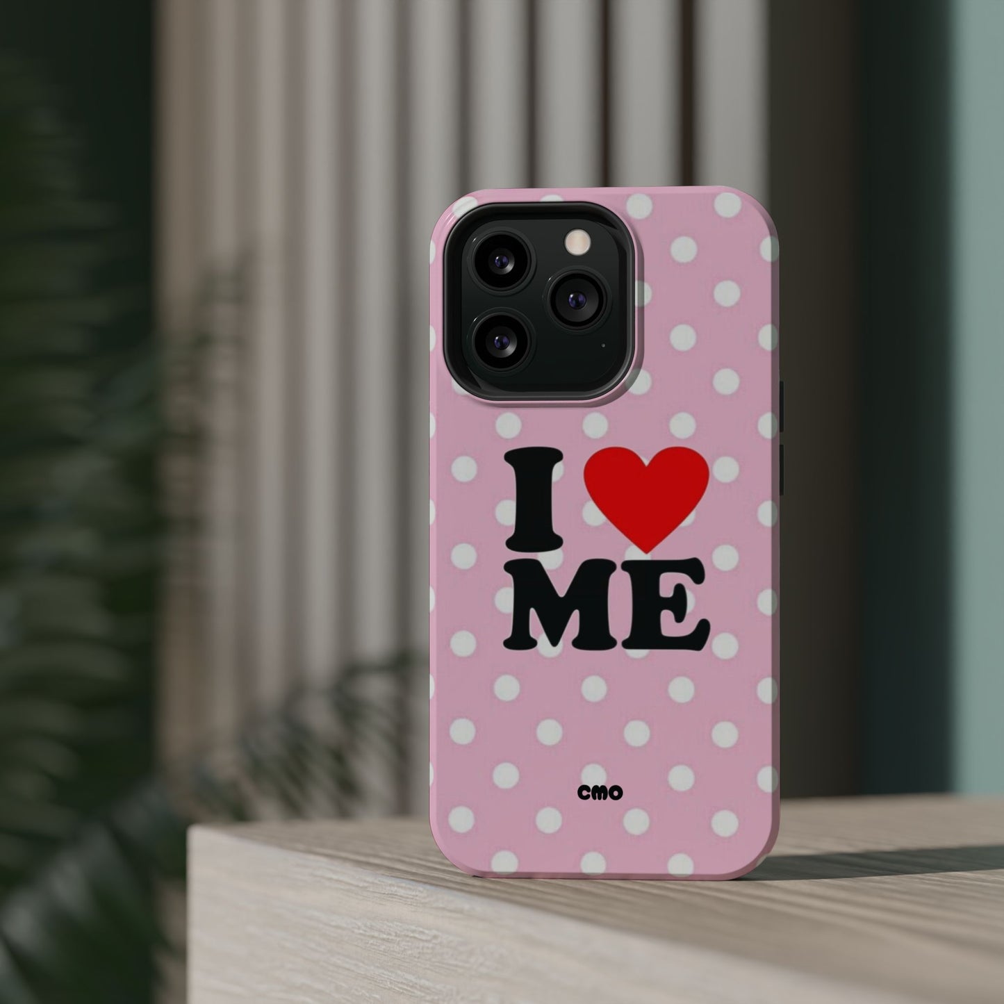 Pink Polka Dot "I  love ME" Magnetic Impact Phone Case — Self-Love Protective Cover