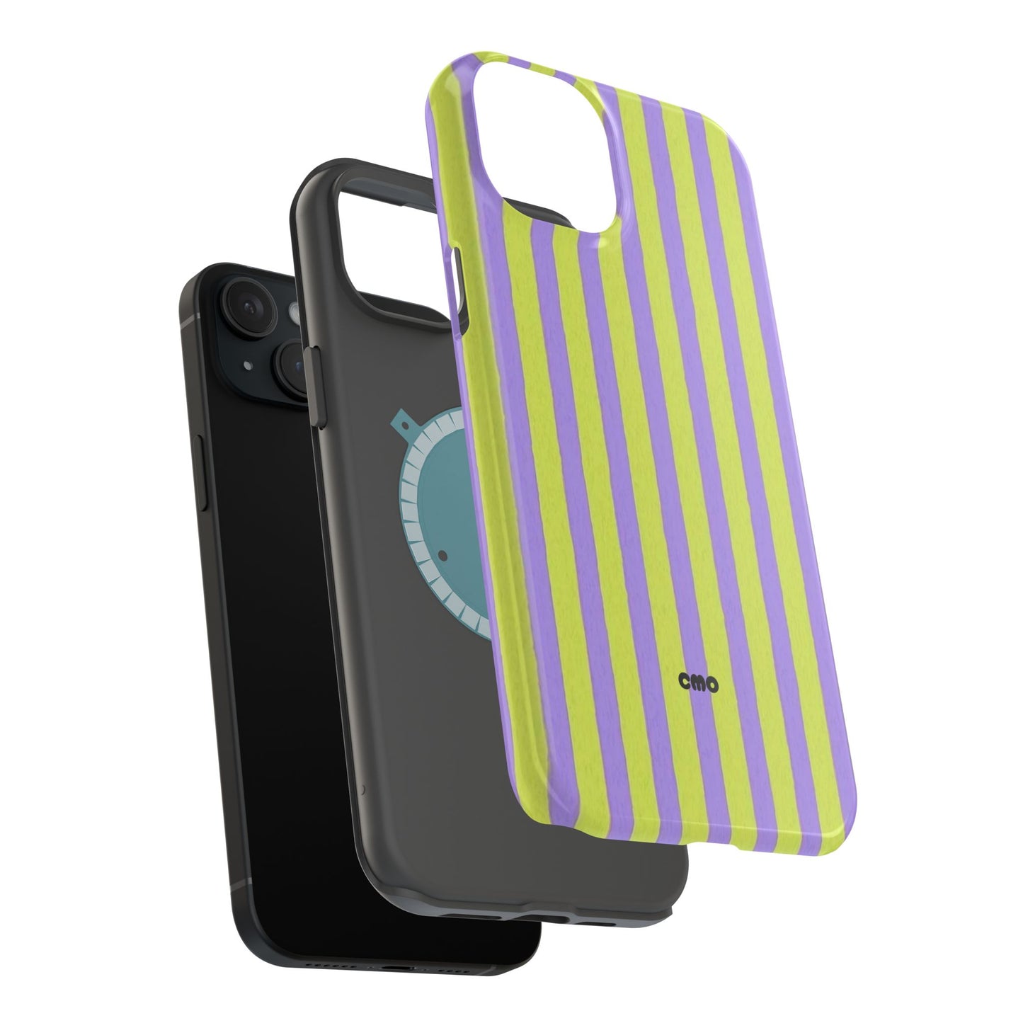 Phone Case — Bold Purple & Lime Stripe Magnetic Impact-Resistant Case