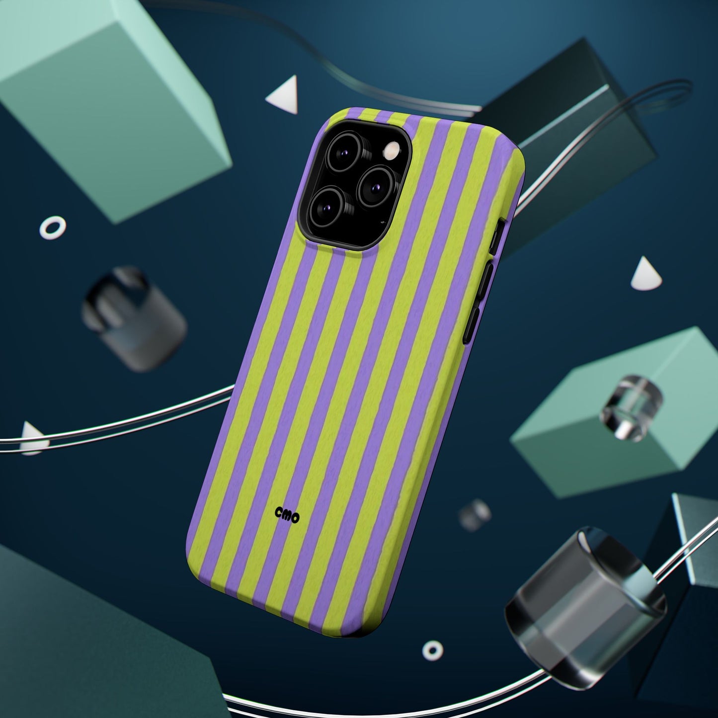 Phone Case — Bold Purple & Lime Stripe Magnetic Impact-Resistant Case