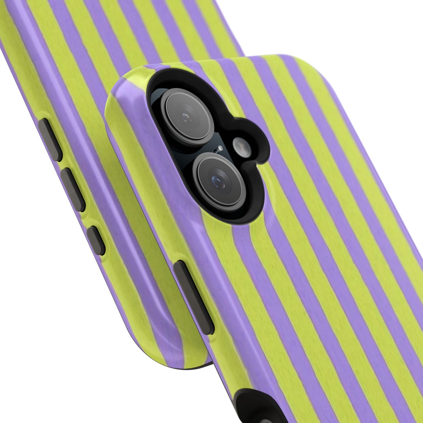 Phone Case — Bold Purple & Lime Stripe Magnetic Impact-Resistant Case