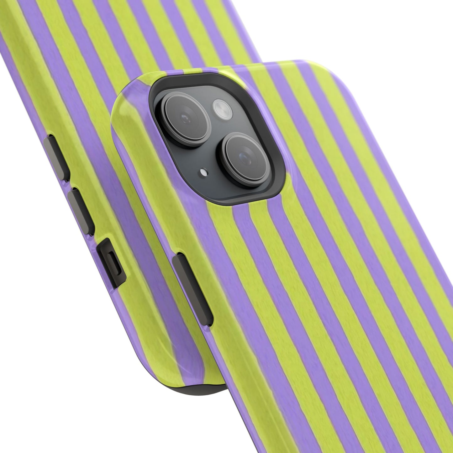 Phone Case — Bold Purple & Lime Stripe Magnetic Impact-Resistant Case