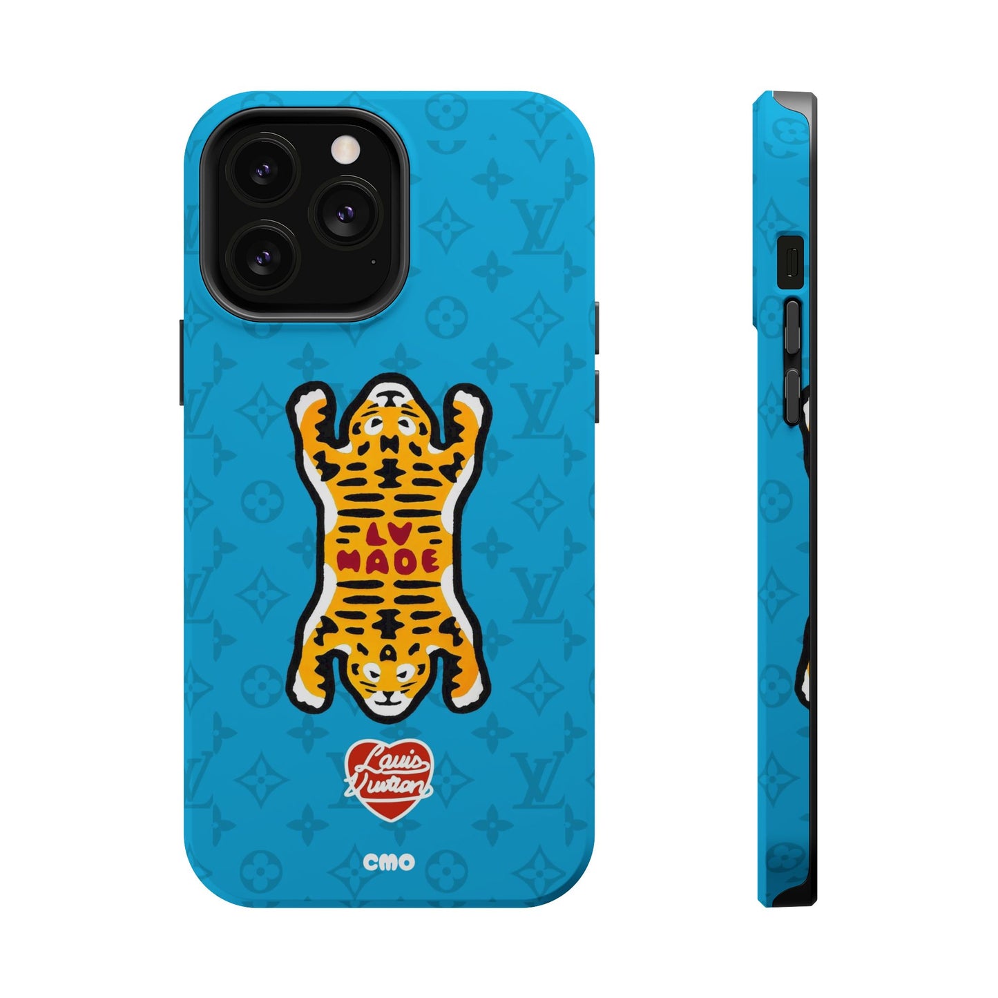 Magnetic Impact-Resistant Phone Case — Blue Tiger Rug Design