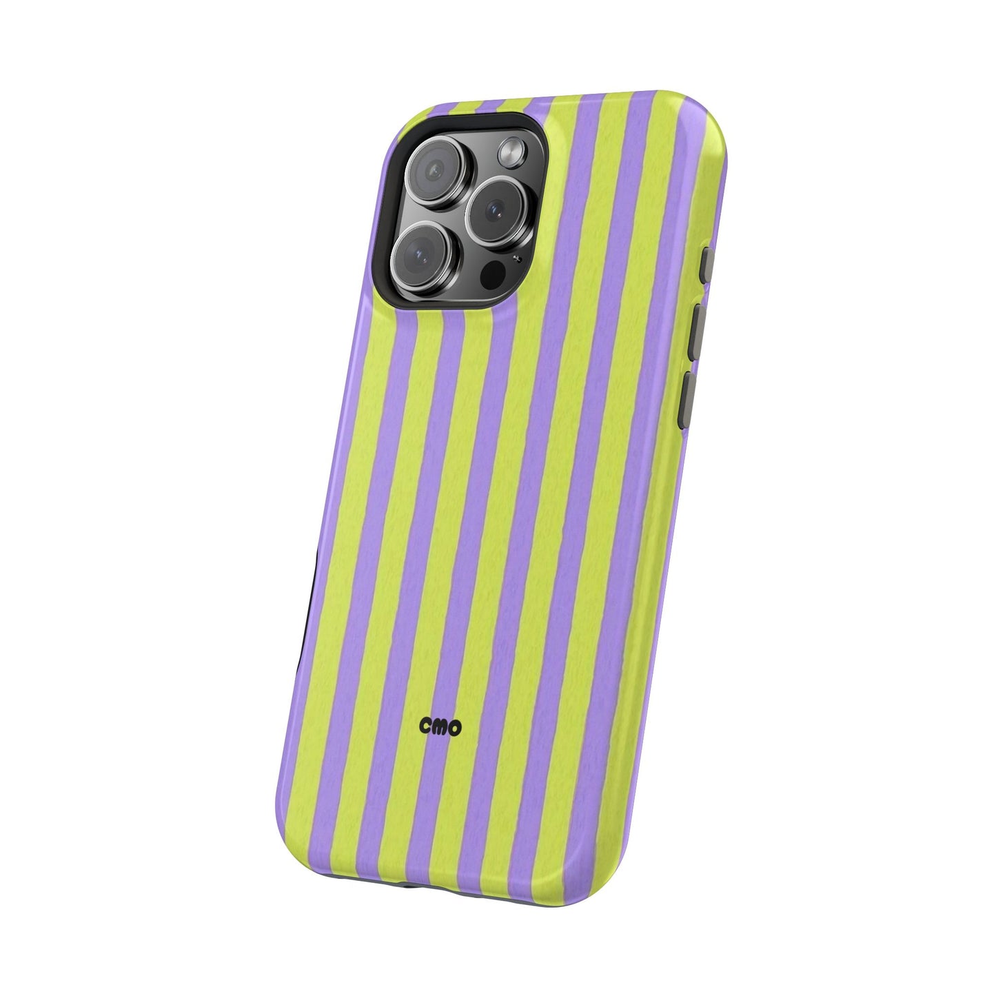 Phone Case — Bold Purple & Lime Stripe Magnetic Impact-Resistant Case