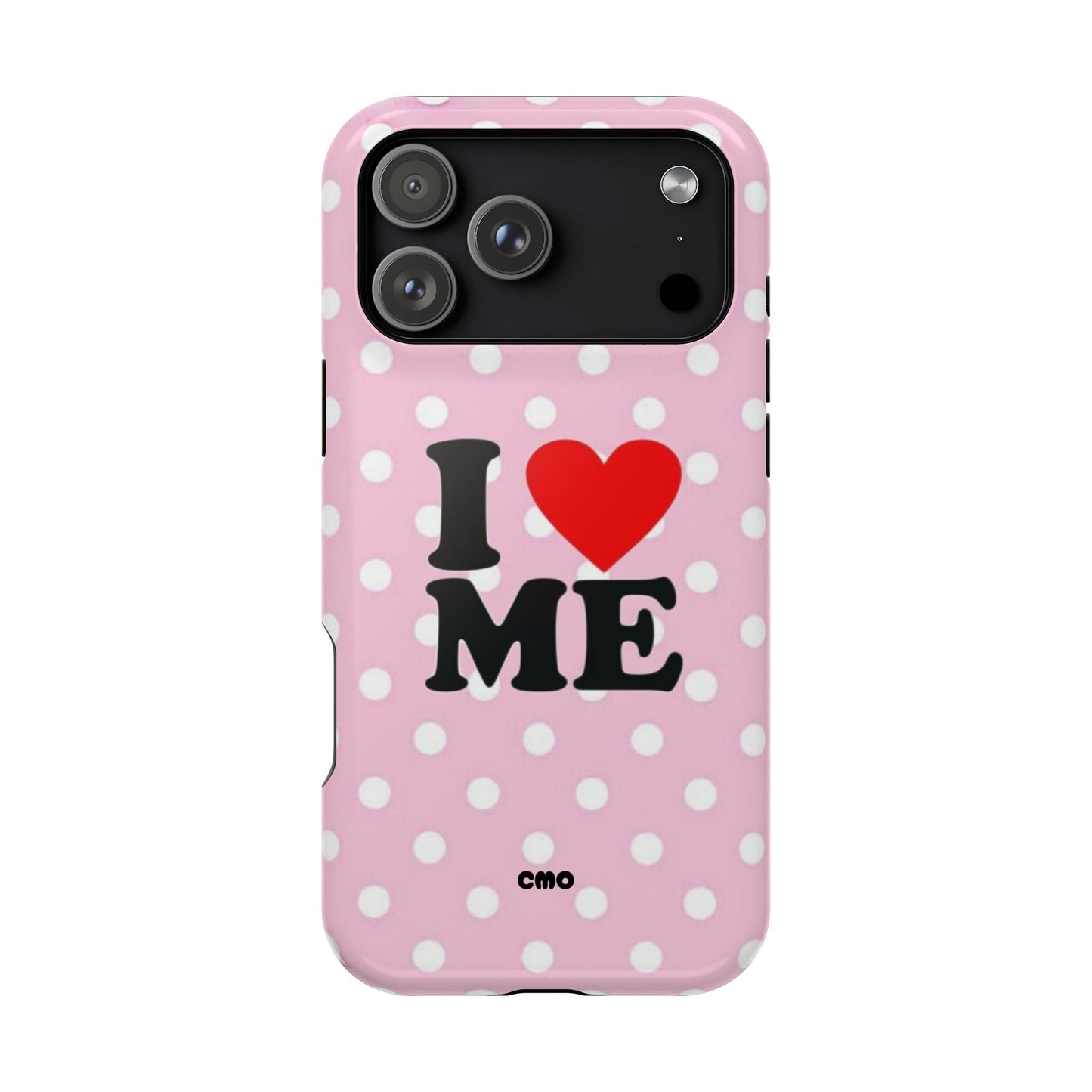 Pink Polka Dot "I  love ME" Magnetic Impact Phone Case — Self-Love Protective Cover