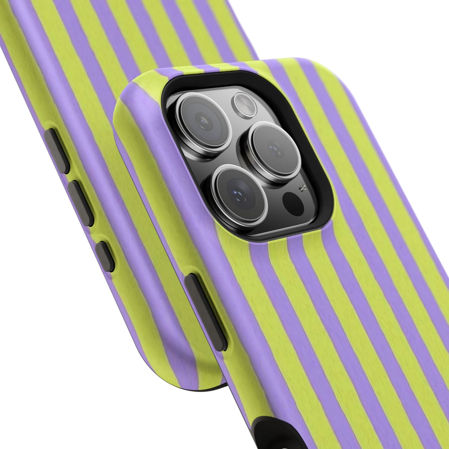 Phone Case — Bold Purple & Lime Stripe Magnetic Impact-Resistant Case