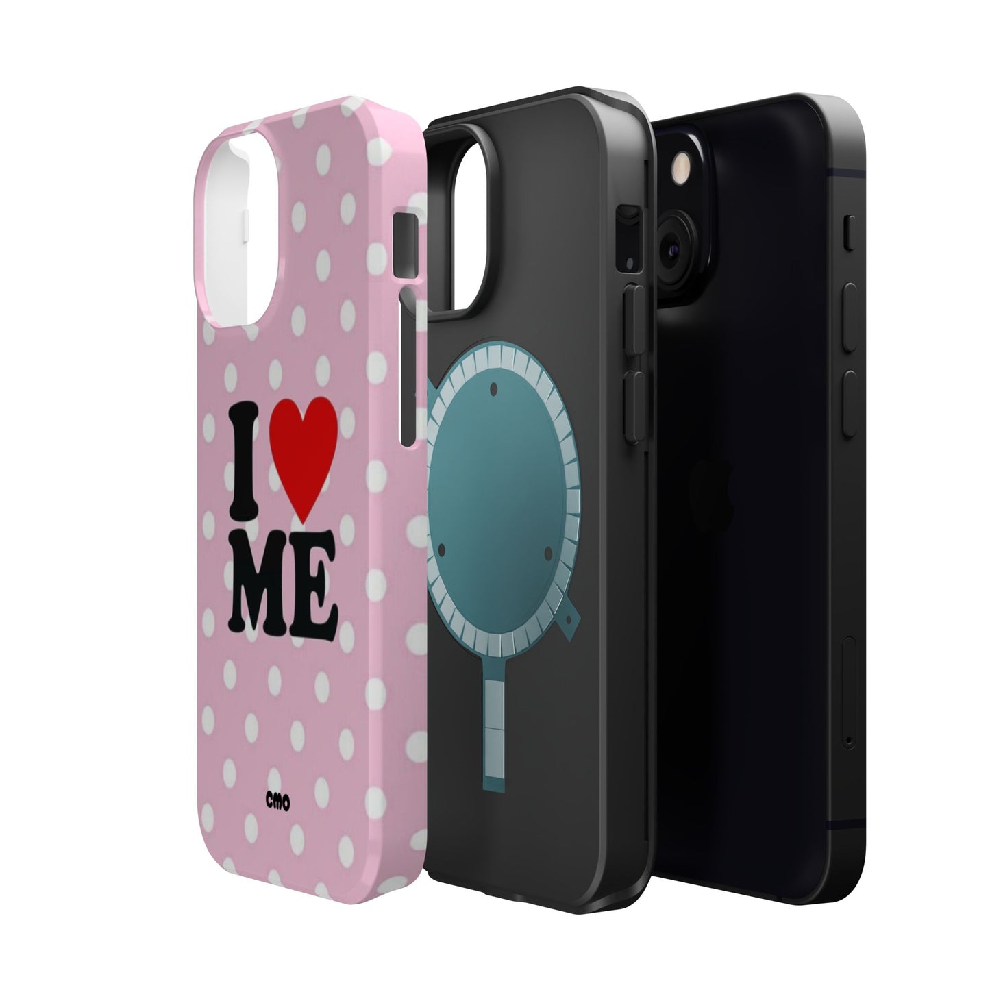 Pink Polka Dot "I  love ME" Magnetic Impact Phone Case — Self-Love Protective Cover