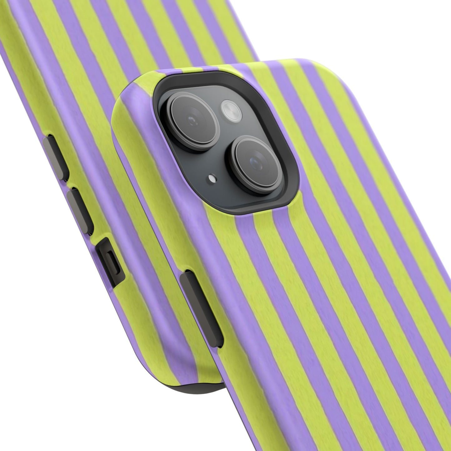 Phone Case — Bold Purple & Lime Stripe Magnetic Impact-Resistant Case