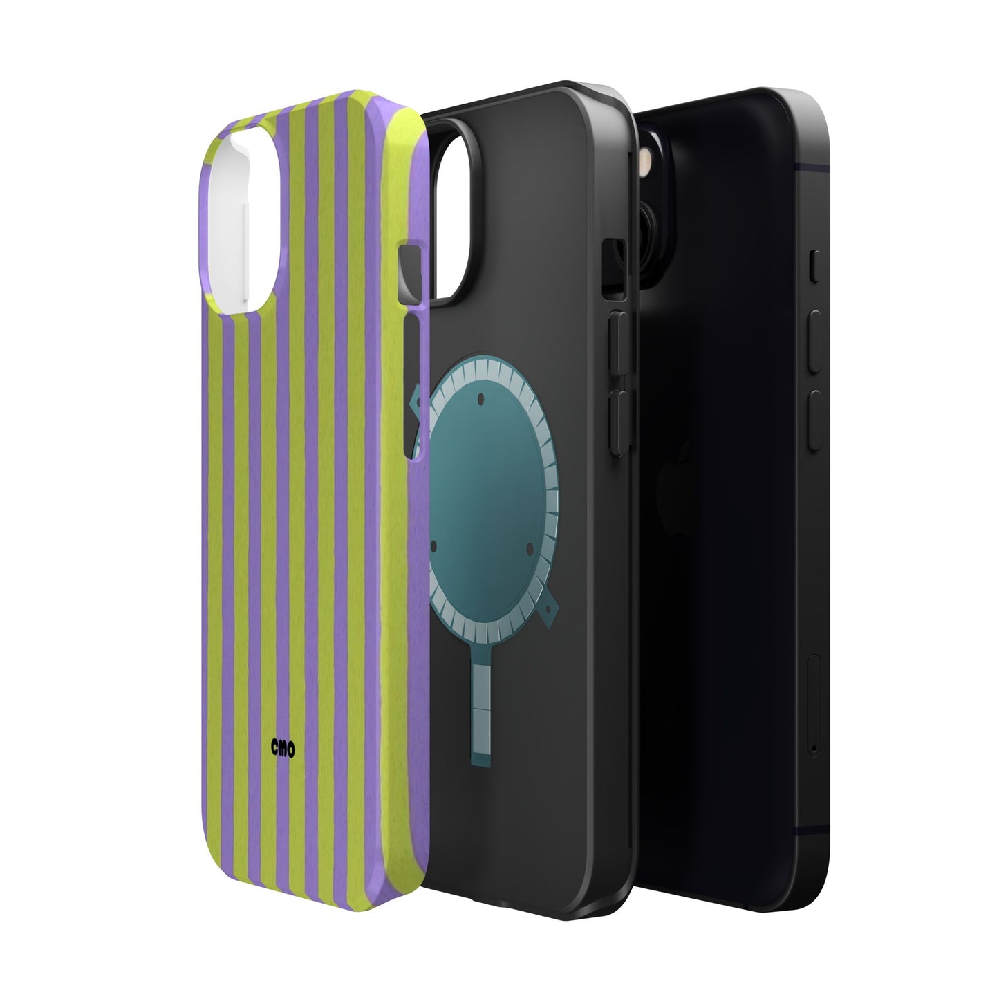 Phone Case — Bold Purple & Lime Stripe Magnetic Impact-Resistant Case
