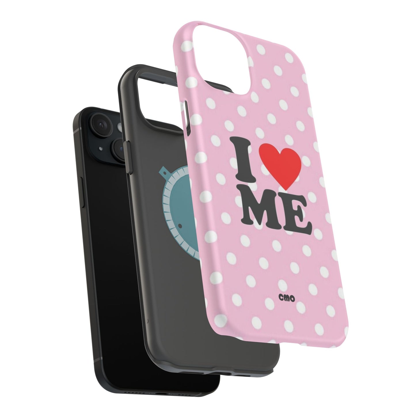 Pink Polka Dot "I  love ME" Magnetic Impact Phone Case — Self-Love Protective Cover