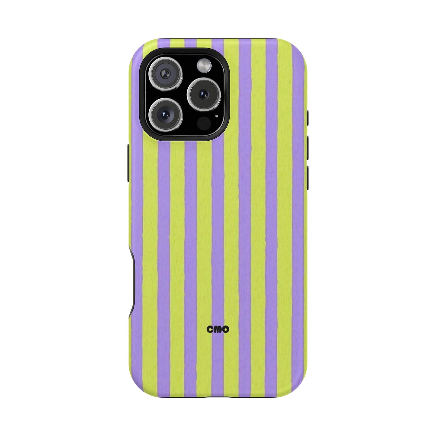 Phone Case — Bold Purple & Lime Stripe Magnetic Impact-Resistant Case