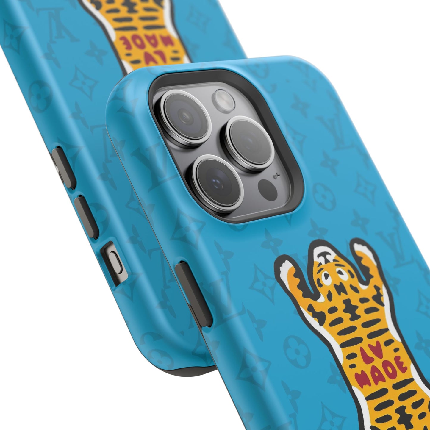 Magnetic Impact-Resistant Phone Case — Blue Tiger Rug Design