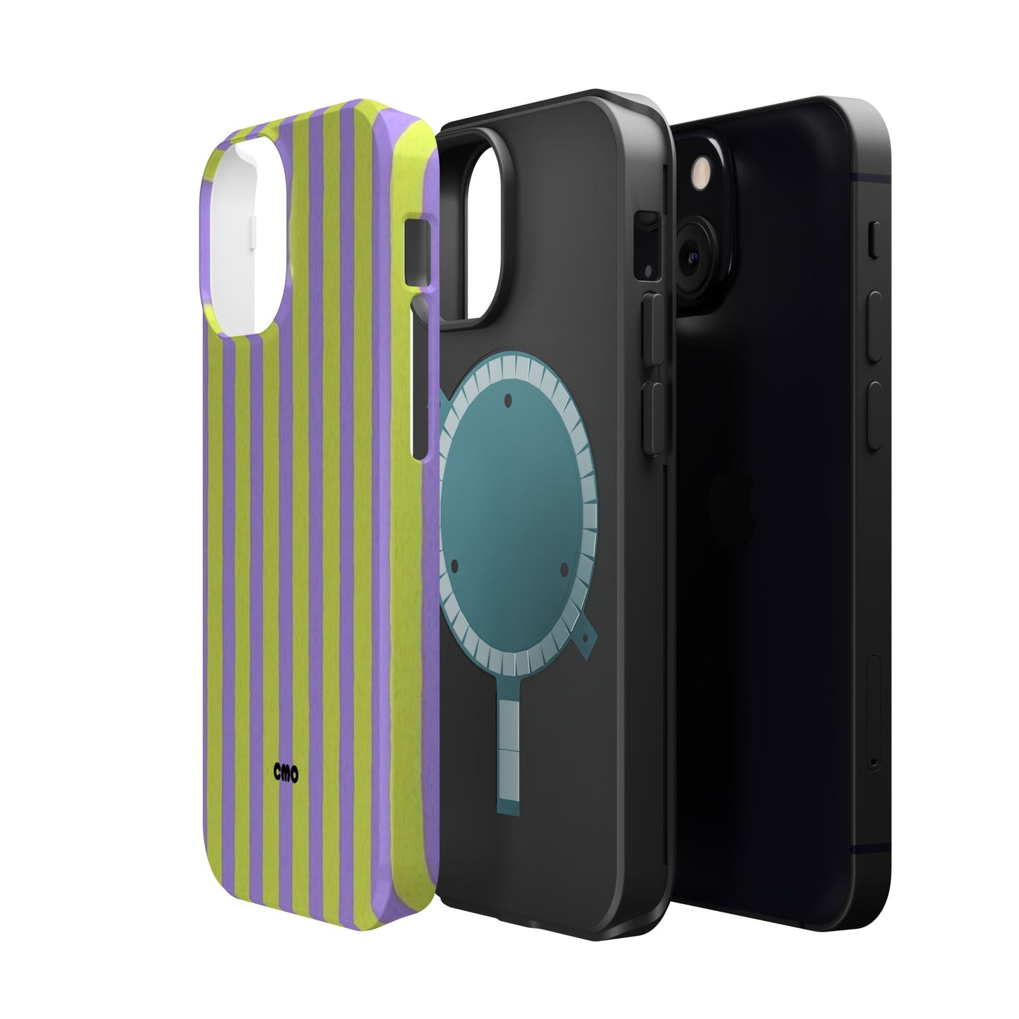 Phone Case — Bold Purple & Lime Stripe Magnetic Impact-Resistant Case
