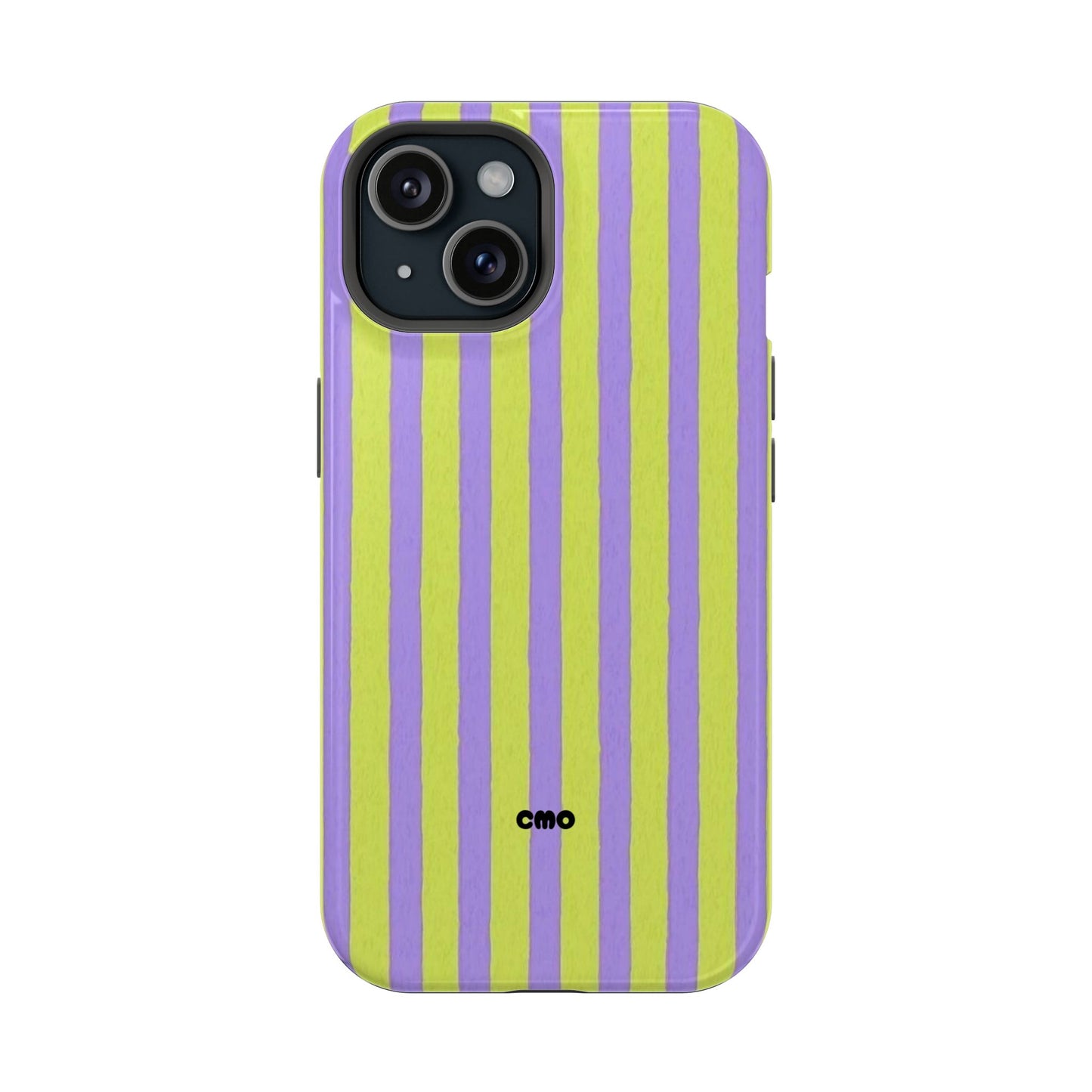 Phone Case — Bold Purple & Lime Stripe Magnetic Impact-Resistant Case