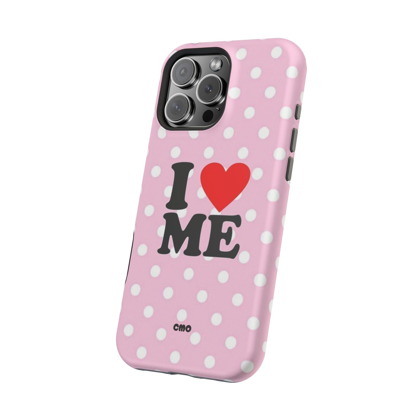 Pink Polka Dot "I  love ME" Magnetic Impact Phone Case — Self-Love Protective Cover