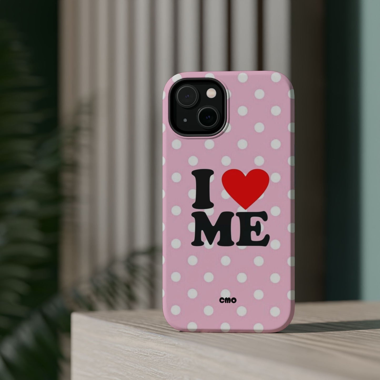 Pink Polka Dot "I  love ME" Magnetic Impact Phone Case — Self-Love Protective Cover