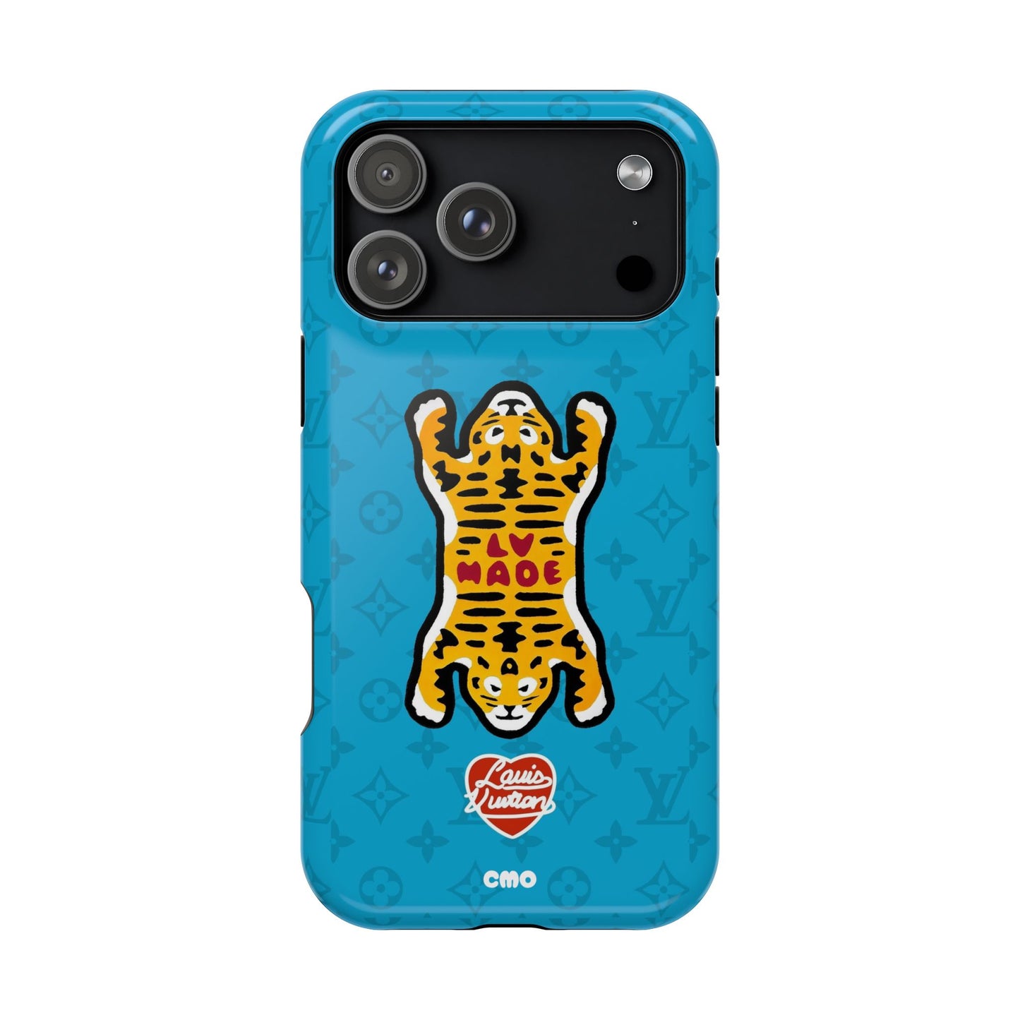 Magnetic Impact-Resistant Phone Case — Blue Tiger Rug Design