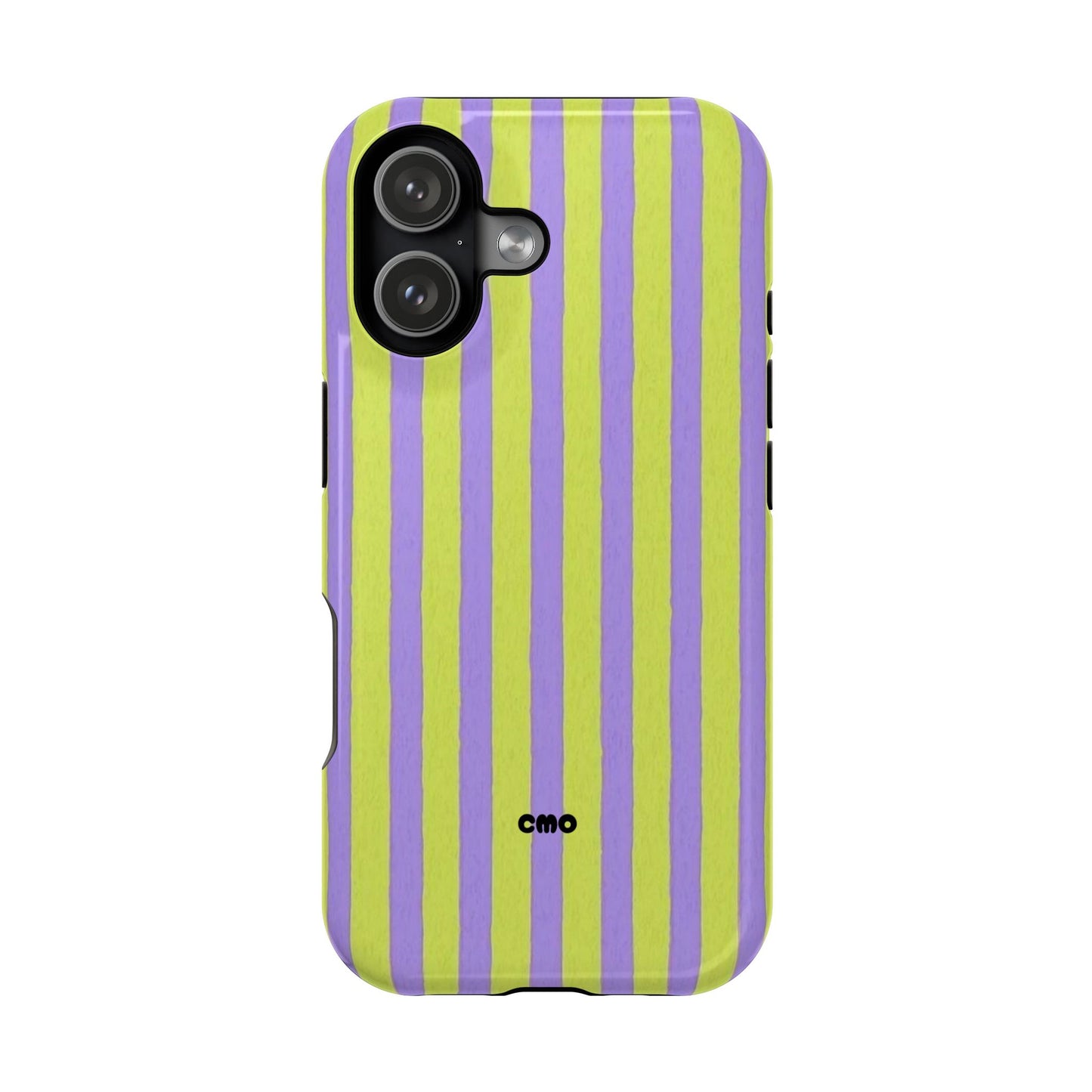 Phone Case — Bold Purple & Lime Stripe Magnetic Impact-Resistant Case