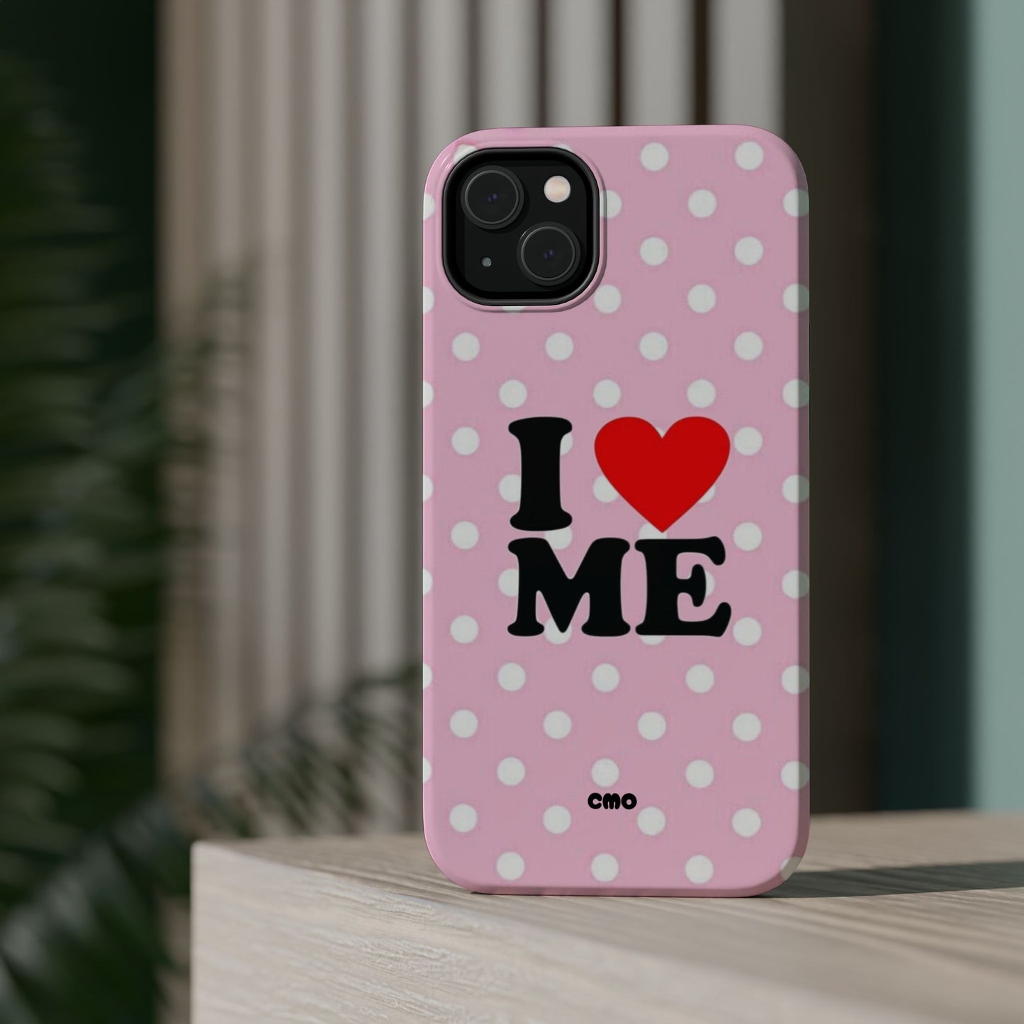 Pink Polka Dot "I  love ME" Magnetic Impact Phone Case — Self-Love Protective Cover