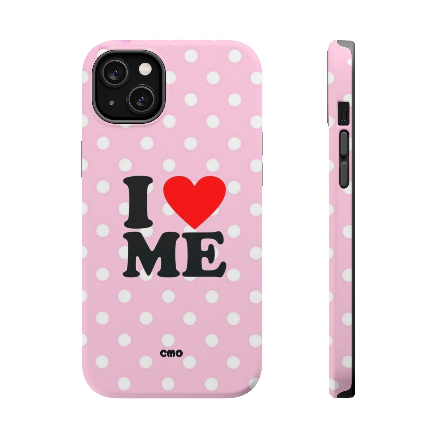 Pink Polka Dot "I  love ME" Magnetic Impact Phone Case — Self-Love Protective Cover
