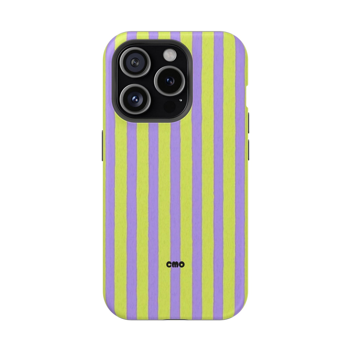 Phone Case — Bold Purple & Lime Stripe Magnetic Impact-Resistant Case