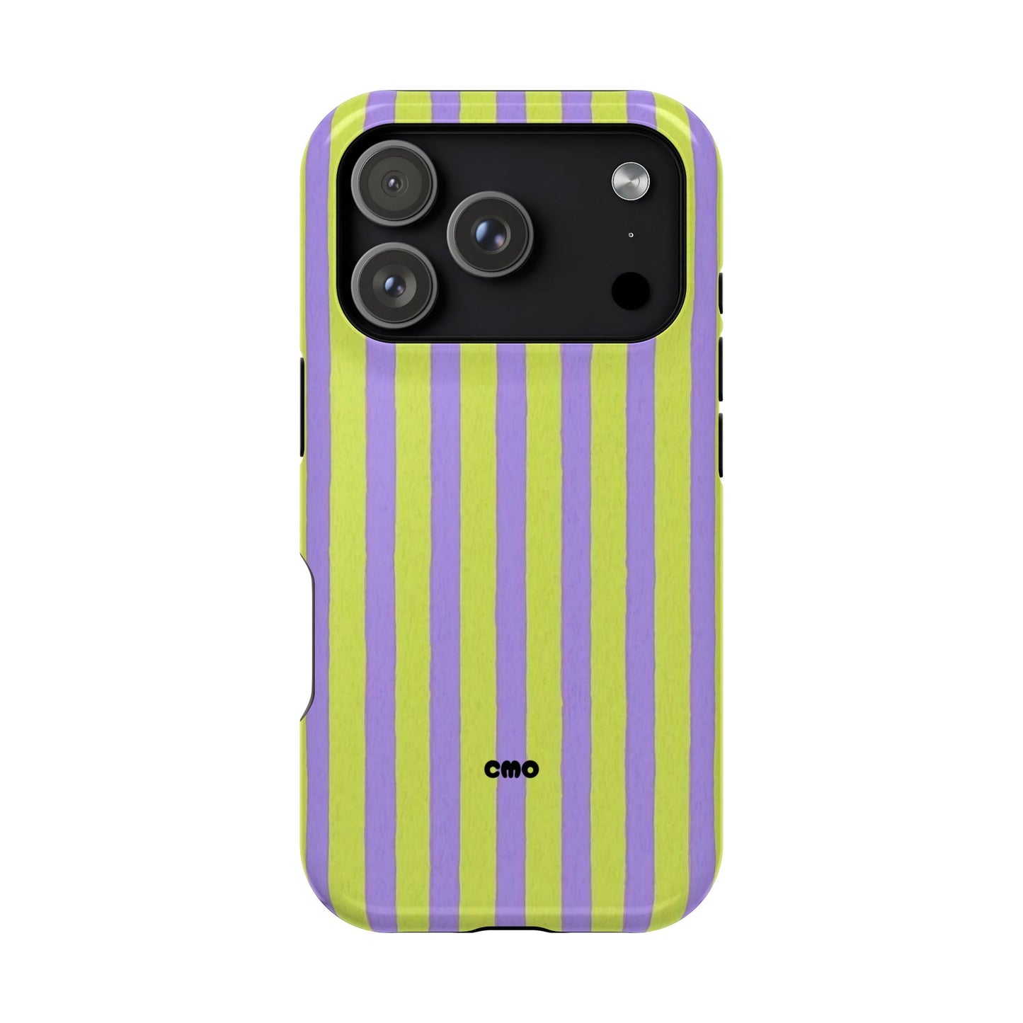 Phone Case — Bold Purple & Lime Stripe Magnetic Impact-Resistant Case