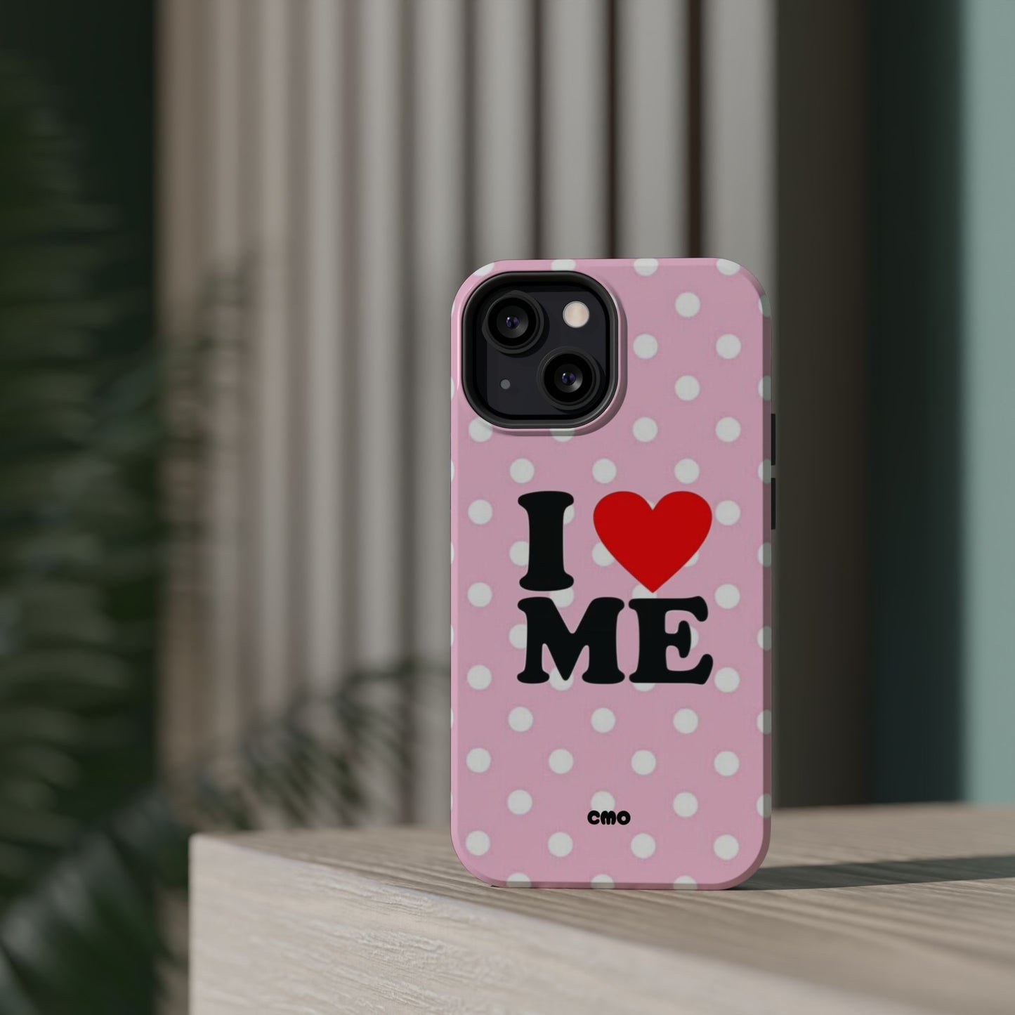 Pink Polka Dot "I  love ME" Magnetic Impact Phone Case — Self-Love Protective Cover