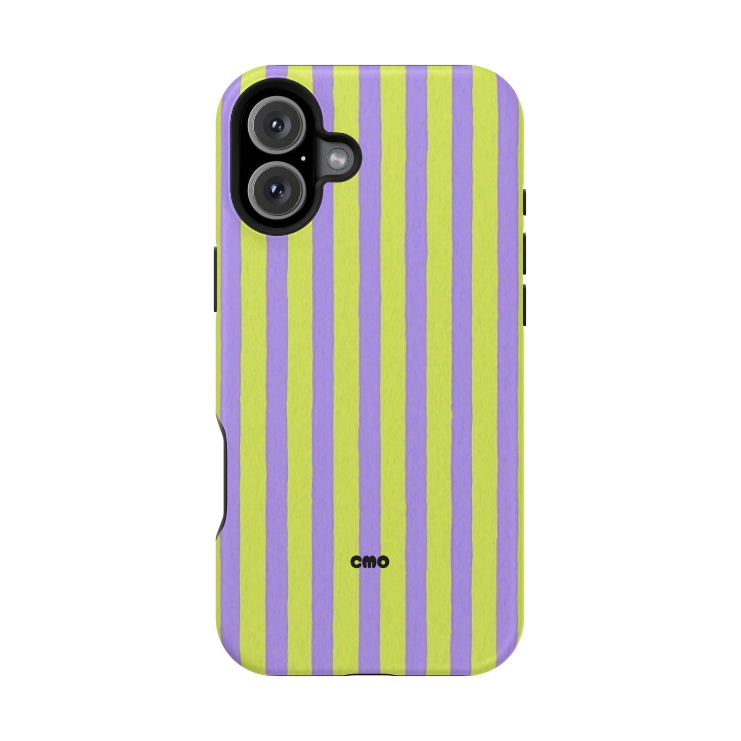 Phone Case — Bold Purple & Lime Stripe Magnetic Impact-Resistant Case