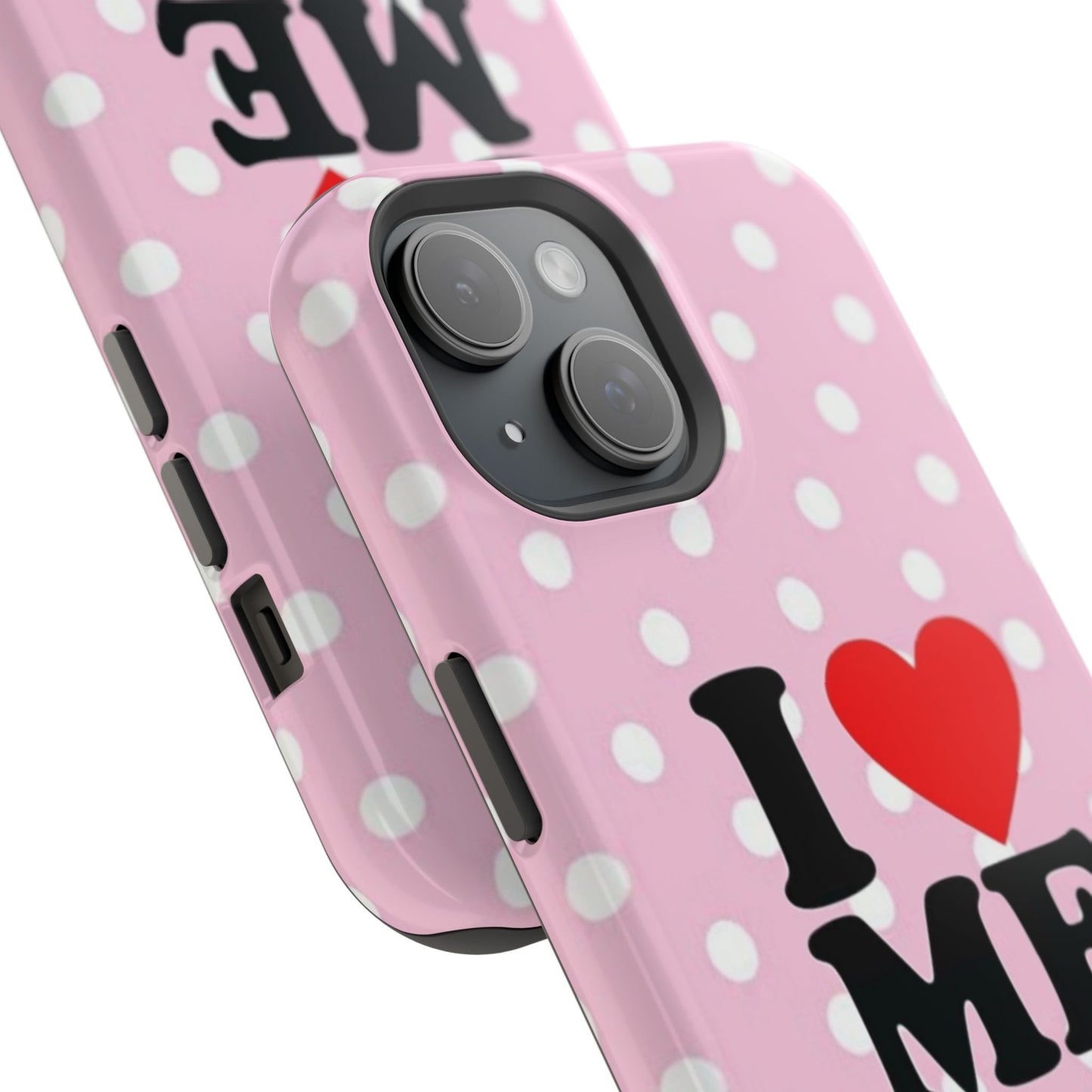 Pink Polka Dot "I  love ME" Magnetic Impact Phone Case — Self-Love Protective Cover