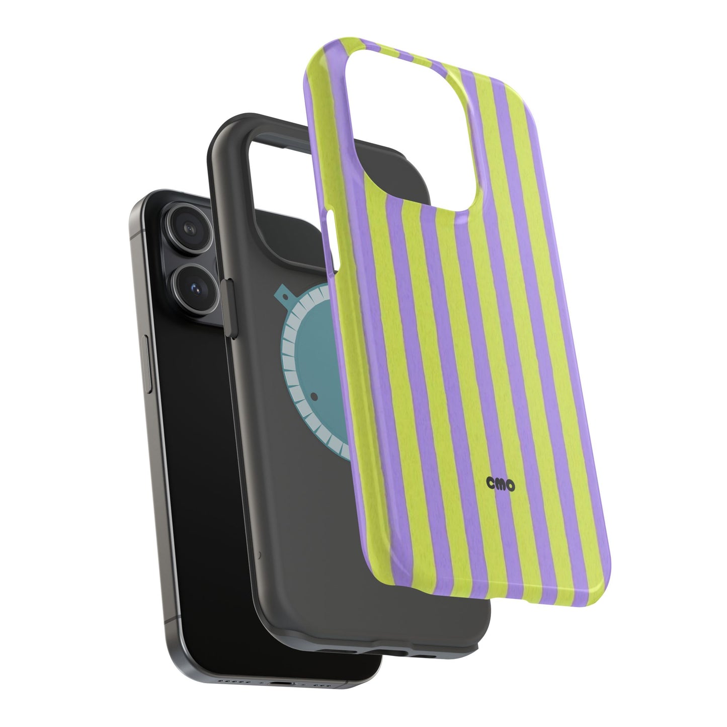Phone Case — Bold Purple & Lime Stripe Magnetic Impact-Resistant Case