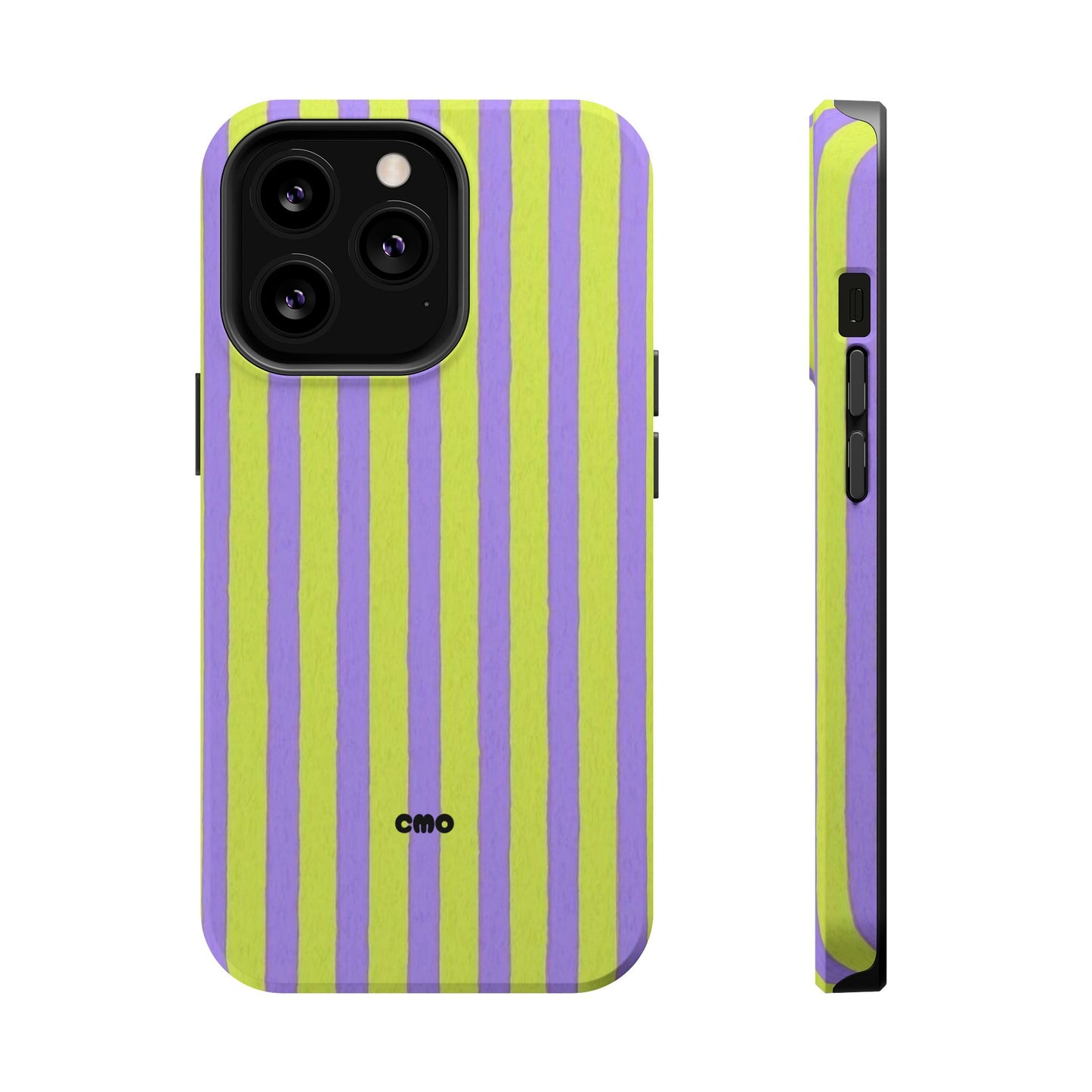 Phone Case — Bold Purple & Lime Stripe Magnetic Impact-Resistant Case