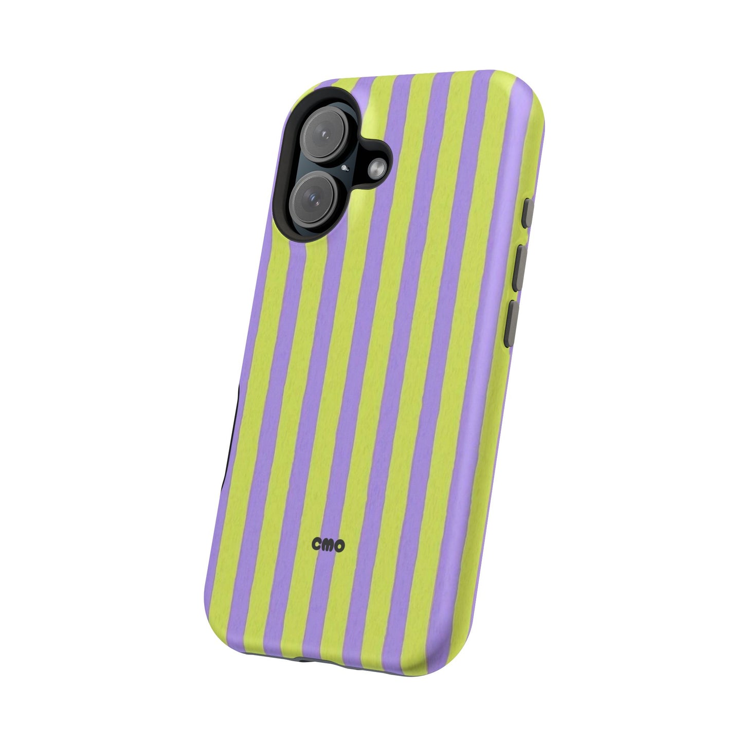 Phone Case — Bold Purple & Lime Stripe Magnetic Impact-Resistant Case