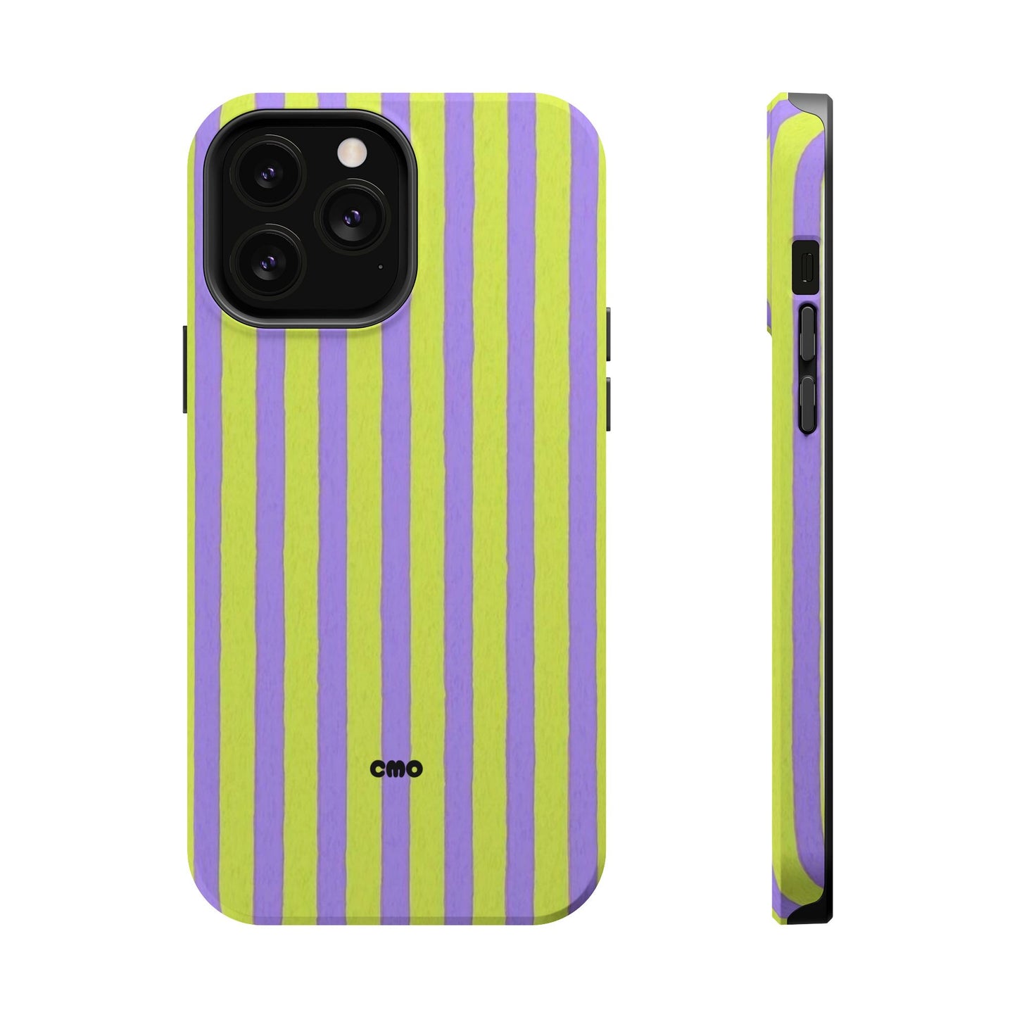 Phone Case — Bold Purple & Lime Stripe Magnetic Impact-Resistant Case
