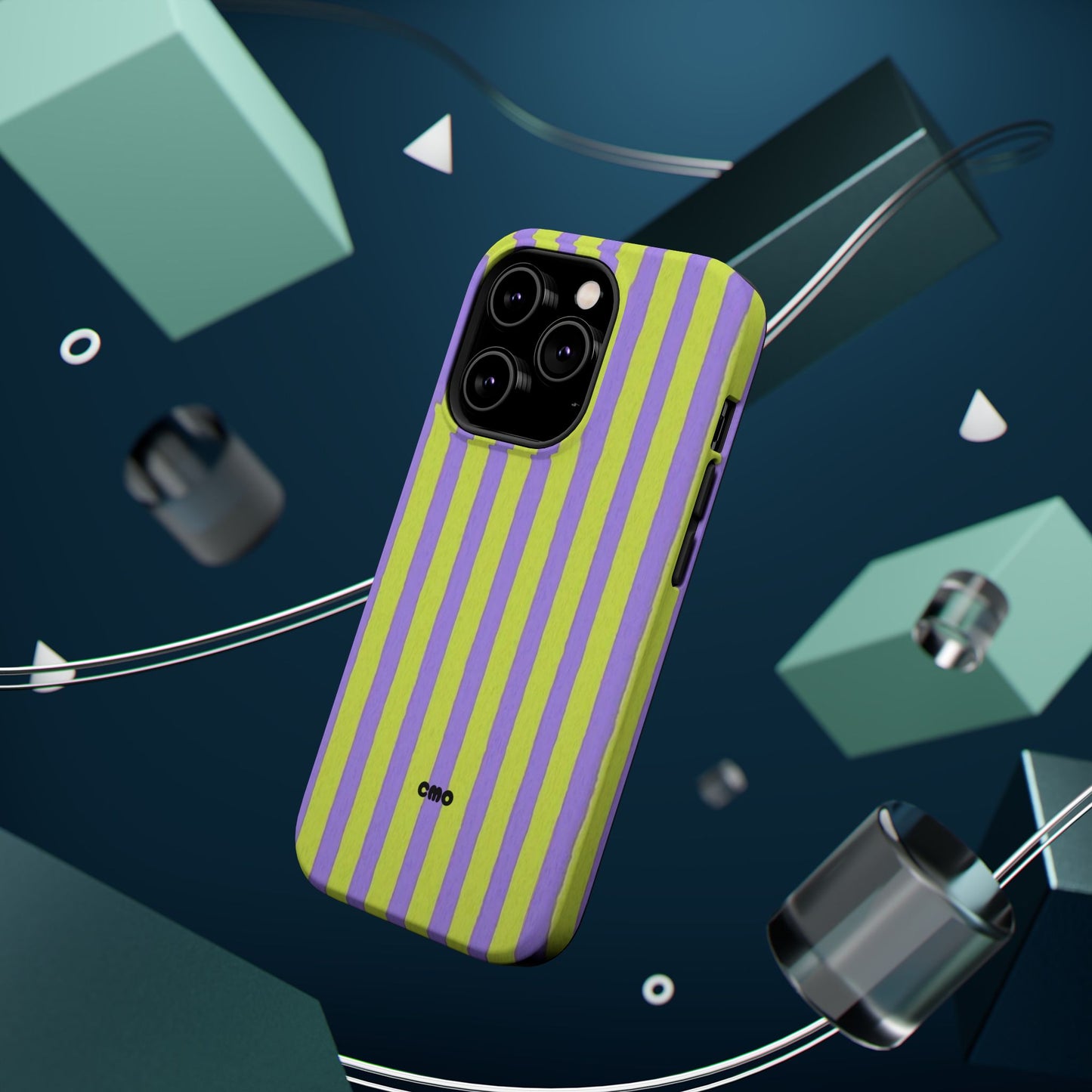 Phone Case — Bold Purple & Lime Stripe Magnetic Impact-Resistant Case