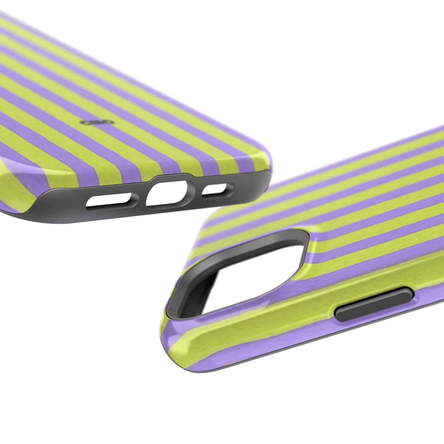 Phone Case — Bold Purple & Lime Stripe Magnetic Impact-Resistant Case