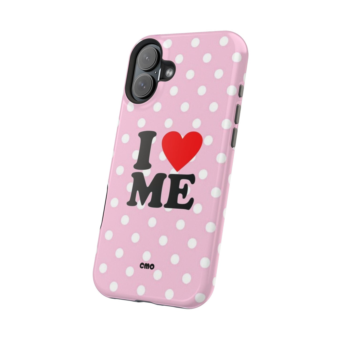Pink Polka Dot "I  love ME" Magnetic Impact Phone Case — Self-Love Protective Cover