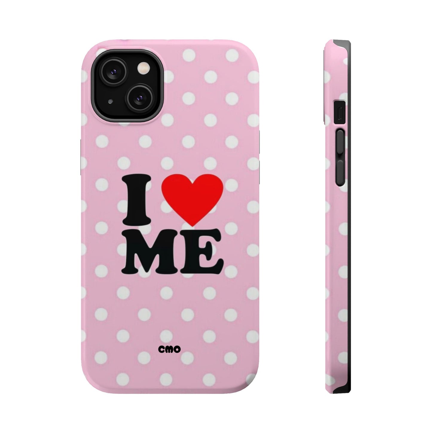 Pink Polka Dot "I  love ME" Magnetic Impact Phone Case — Self-Love Protective Cover