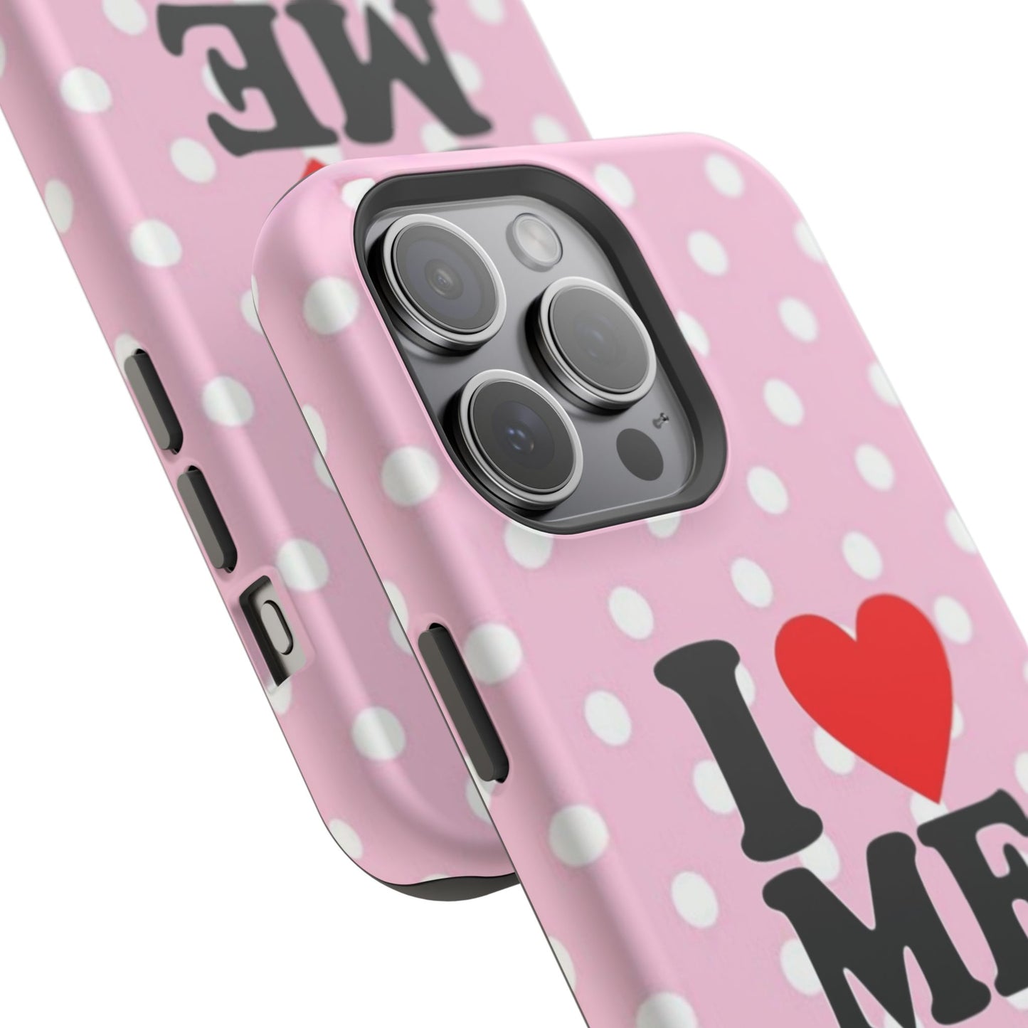 Pink Polka Dot "I  love ME" Magnetic Impact Phone Case — Self-Love Protective Cover
