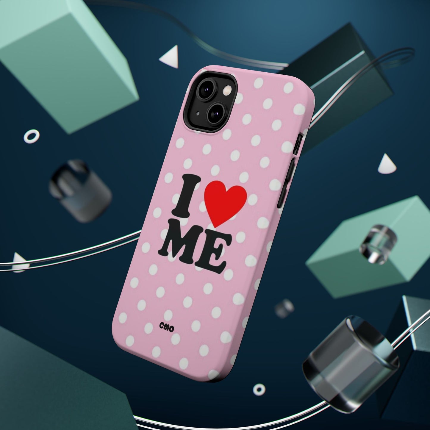 Pink Polka Dot "I  love ME" Magnetic Impact Phone Case — Self-Love Protective Cover