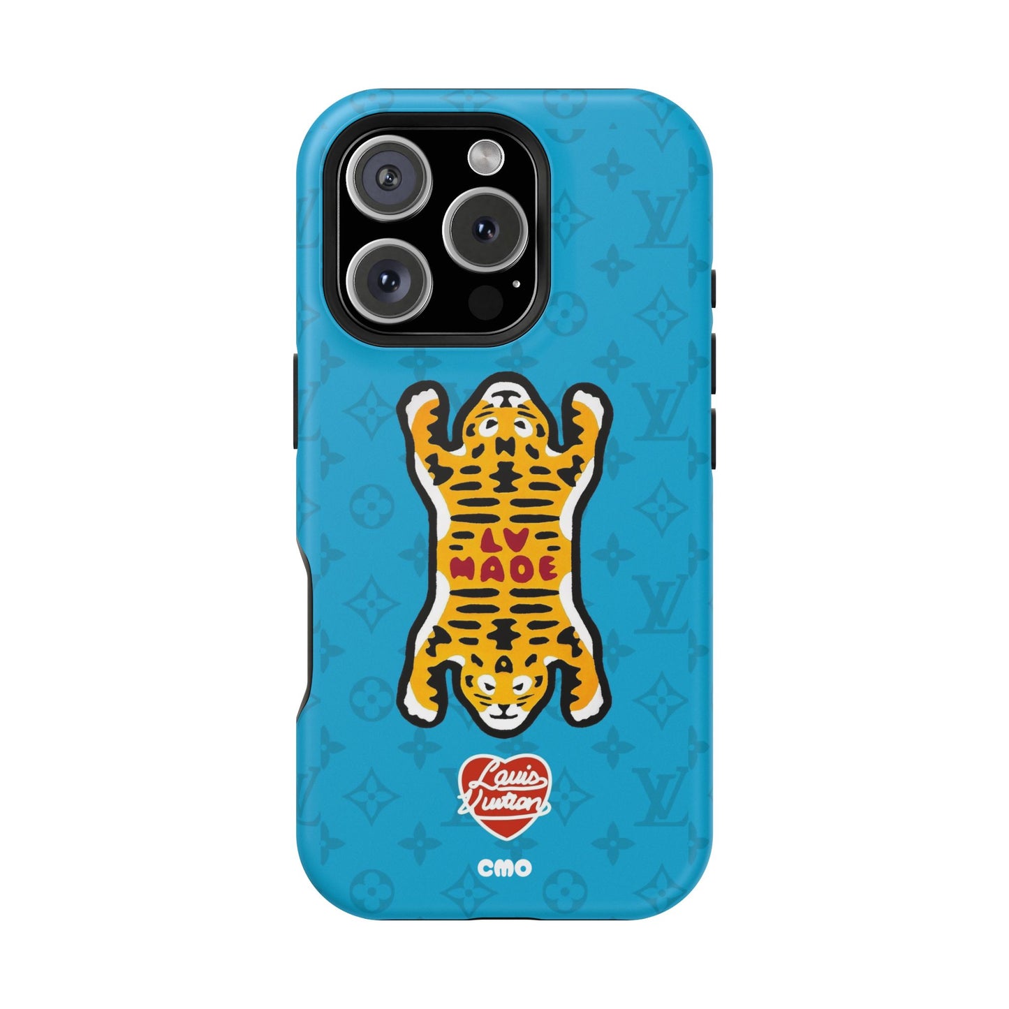 Magnetic Impact-Resistant Phone Case — Blue Tiger Rug Design
