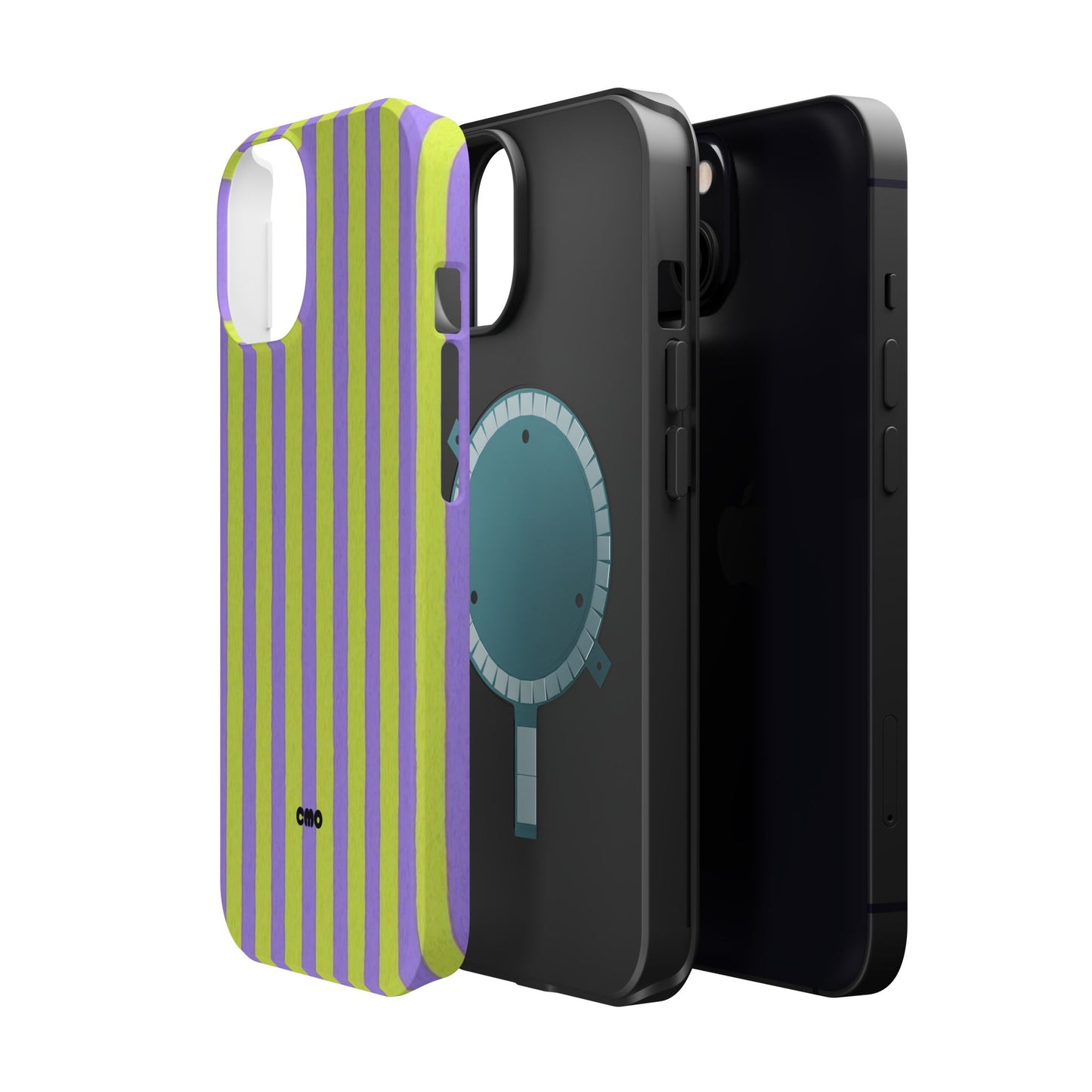 Phone Case — Bold Purple & Lime Stripe Magnetic Impact-Resistant Case