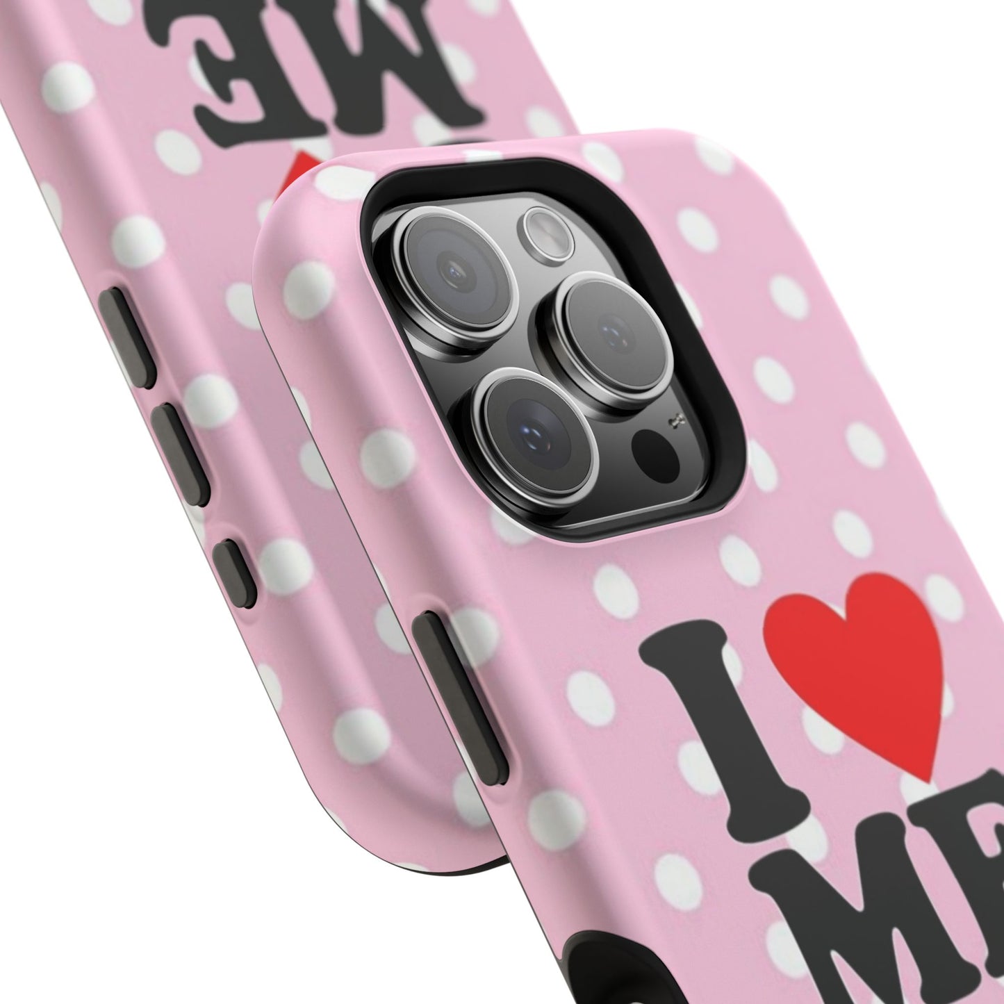 Pink Polka Dot "I  love ME" Magnetic Impact Phone Case — Self-Love Protective Cover